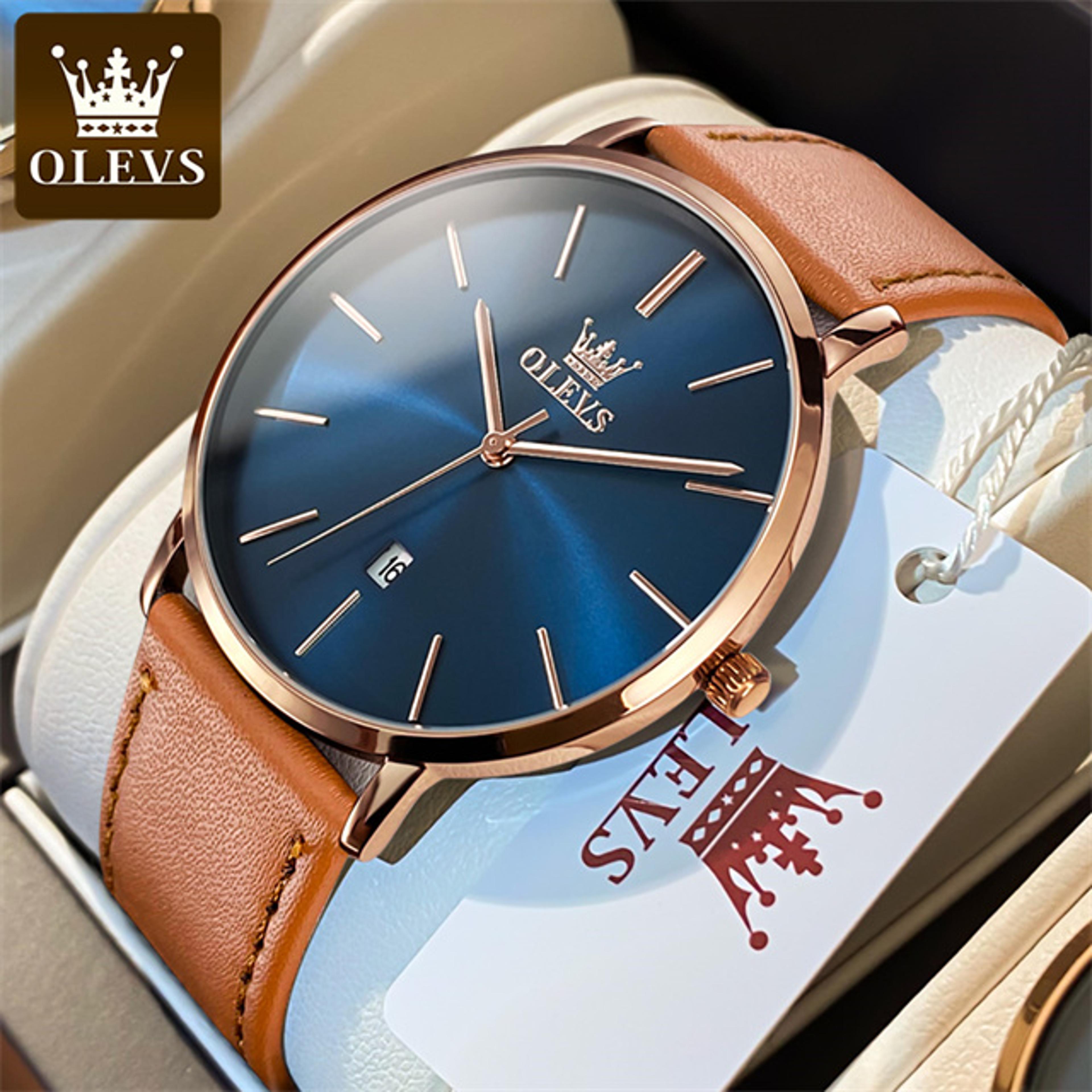 Ultra Thin Minimalist Men Leather Strap Quartz Watch With Auto Date 14