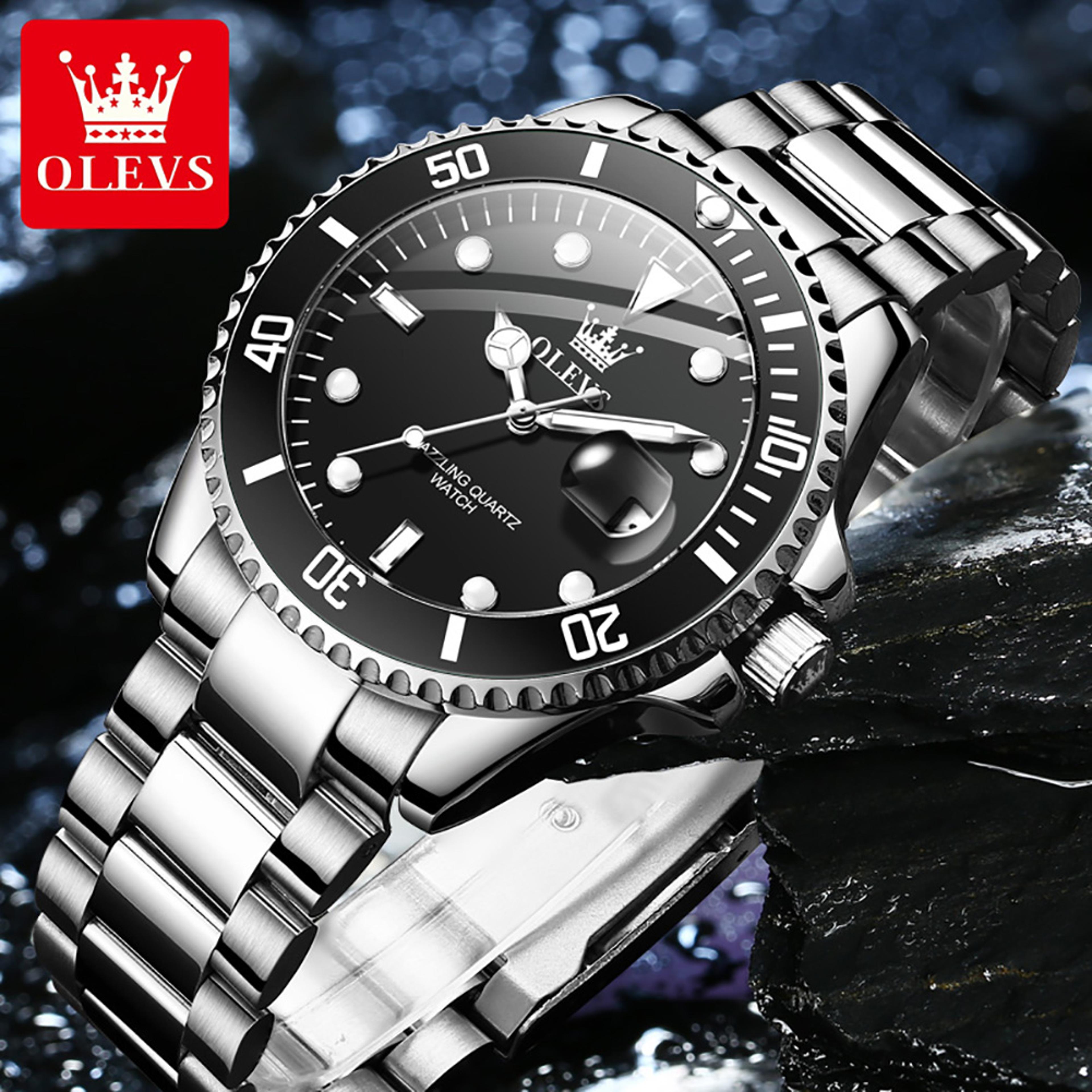 Luxury Mens Quartz Watch With Rotating Bezel Auto Date Waterproof Leather Strap 2