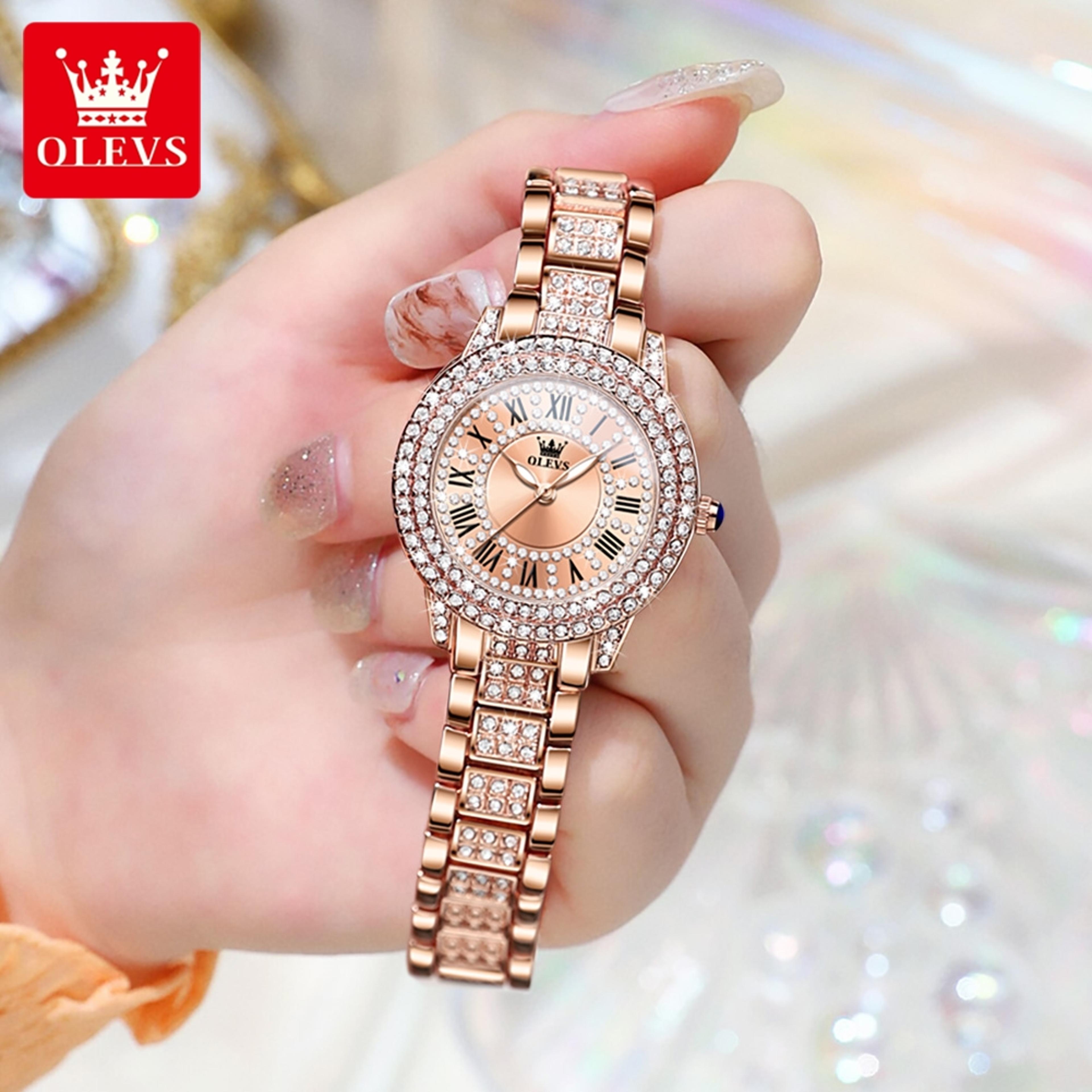Diamond Watch For Women Elegant Stainless Steel Quartz Luxury Dress Wristwatch 1