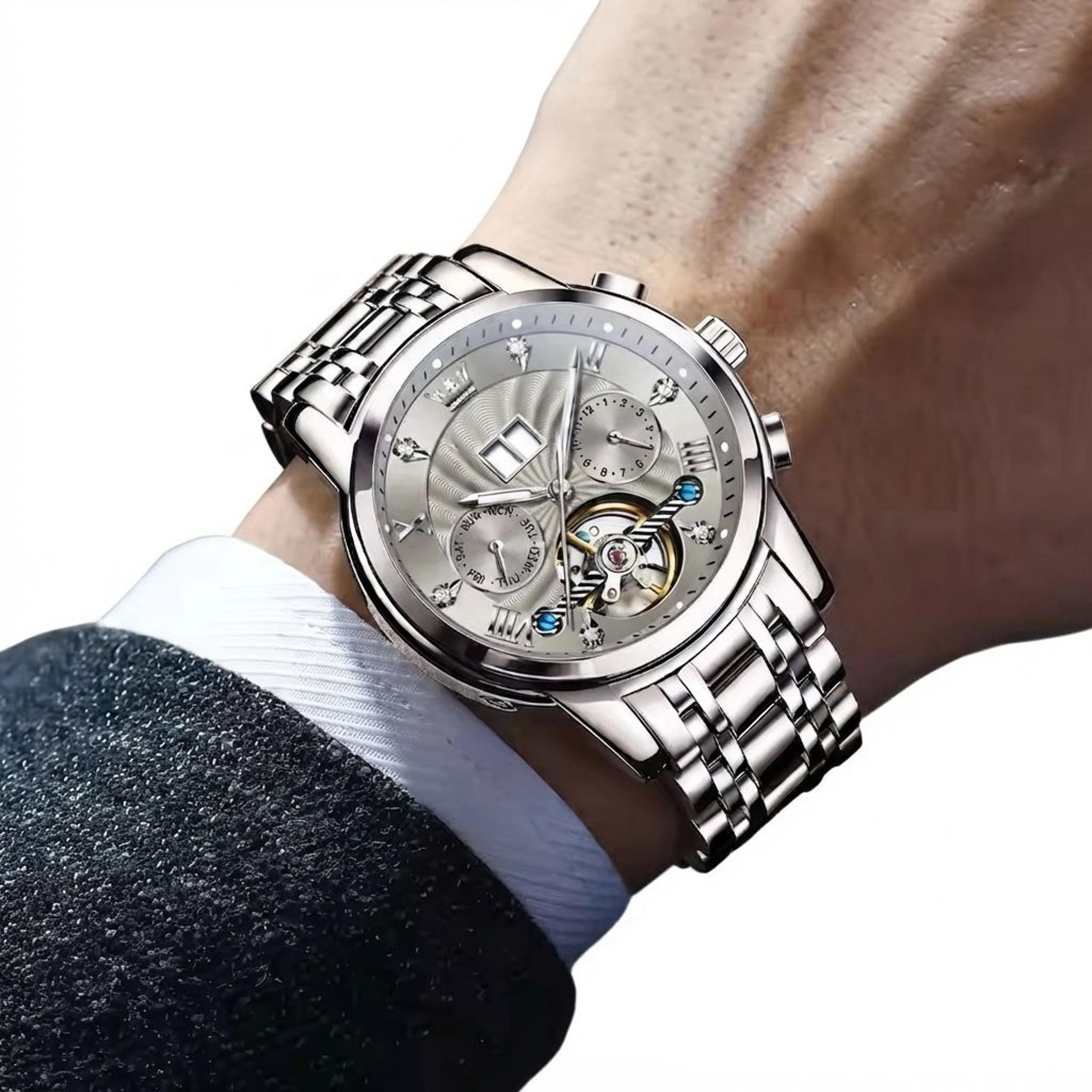 Automatic Mechanical Watch For Men With Skeleton Dial And Luminous Display 0