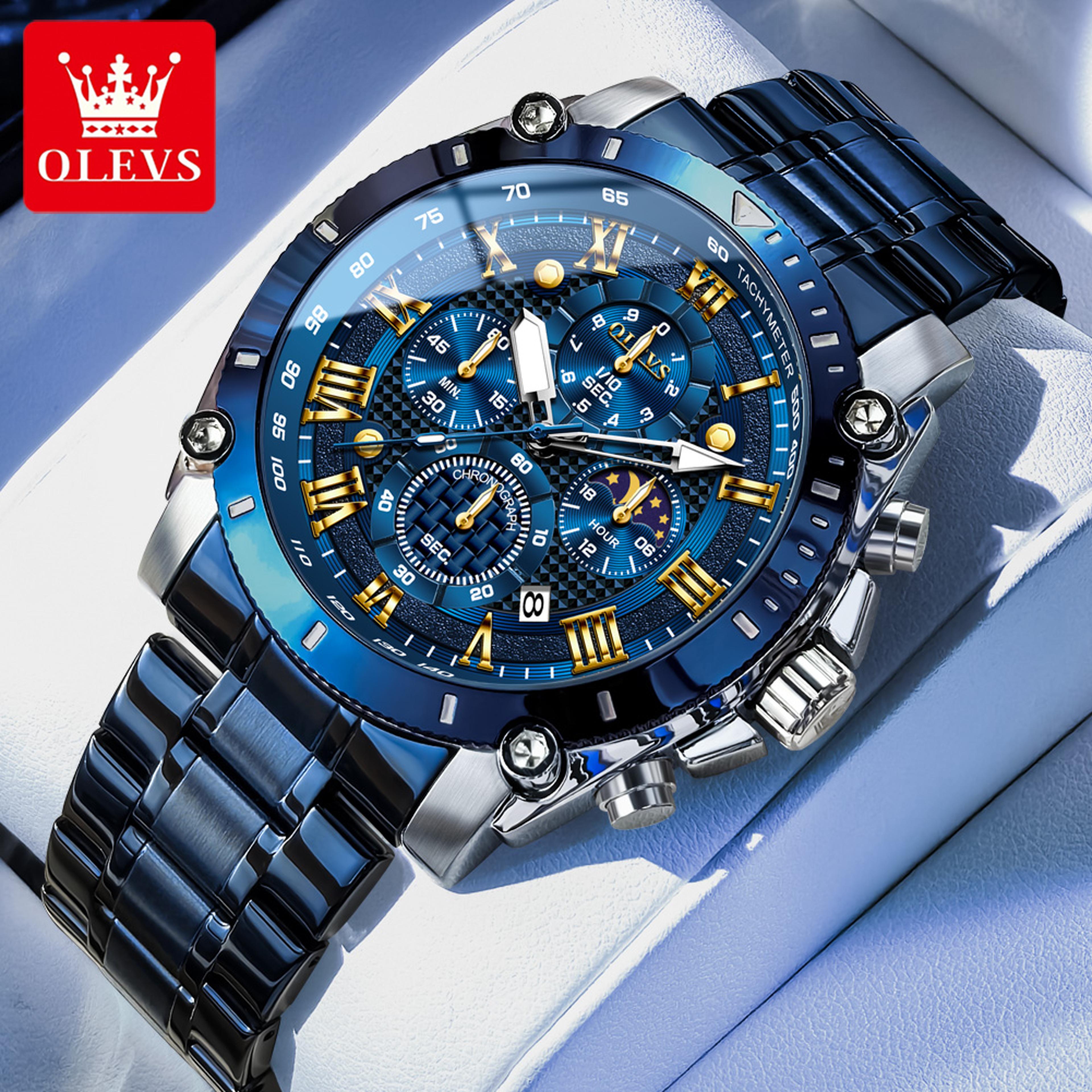 Luxury Moon Phase Chronograph Quartz Watch For Men Waterproof Classic Timepiece 5
