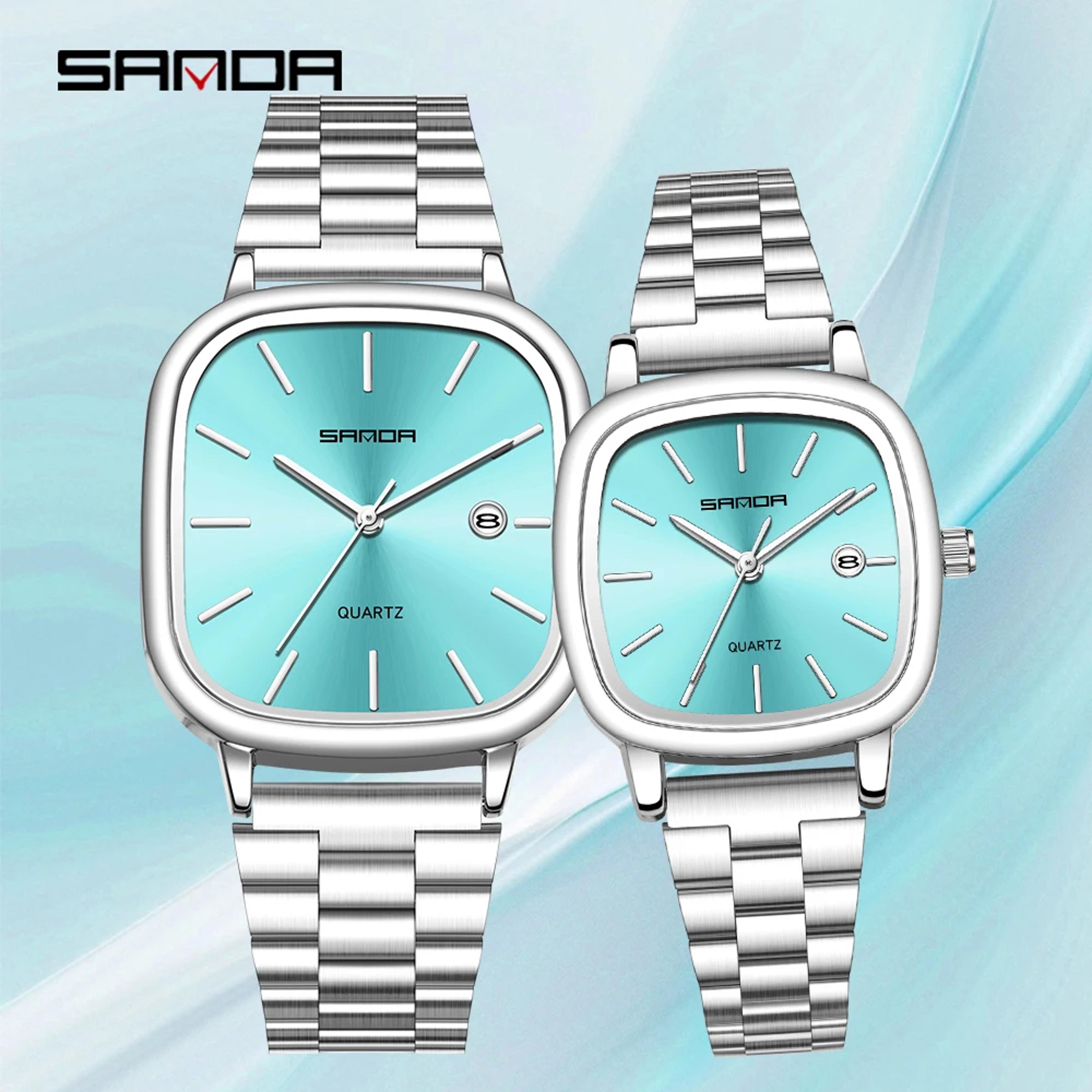 Couple Quartz Square Watches Waterproof Elegant Matching Gift Set 3
