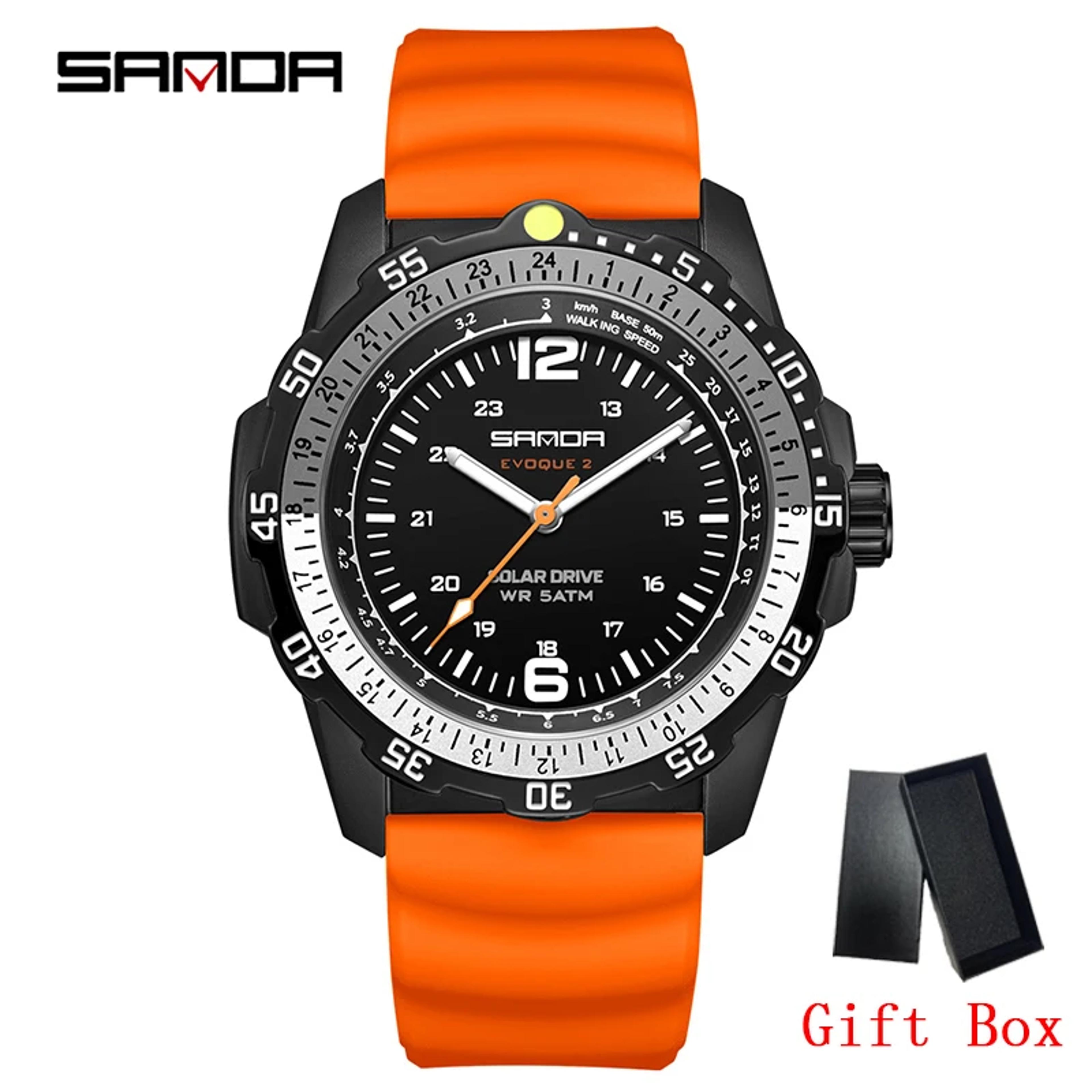 Luxury Mens Solar Powered Watch With Luminous Dial Waterproof Sport Quartz Wristwatch 7
