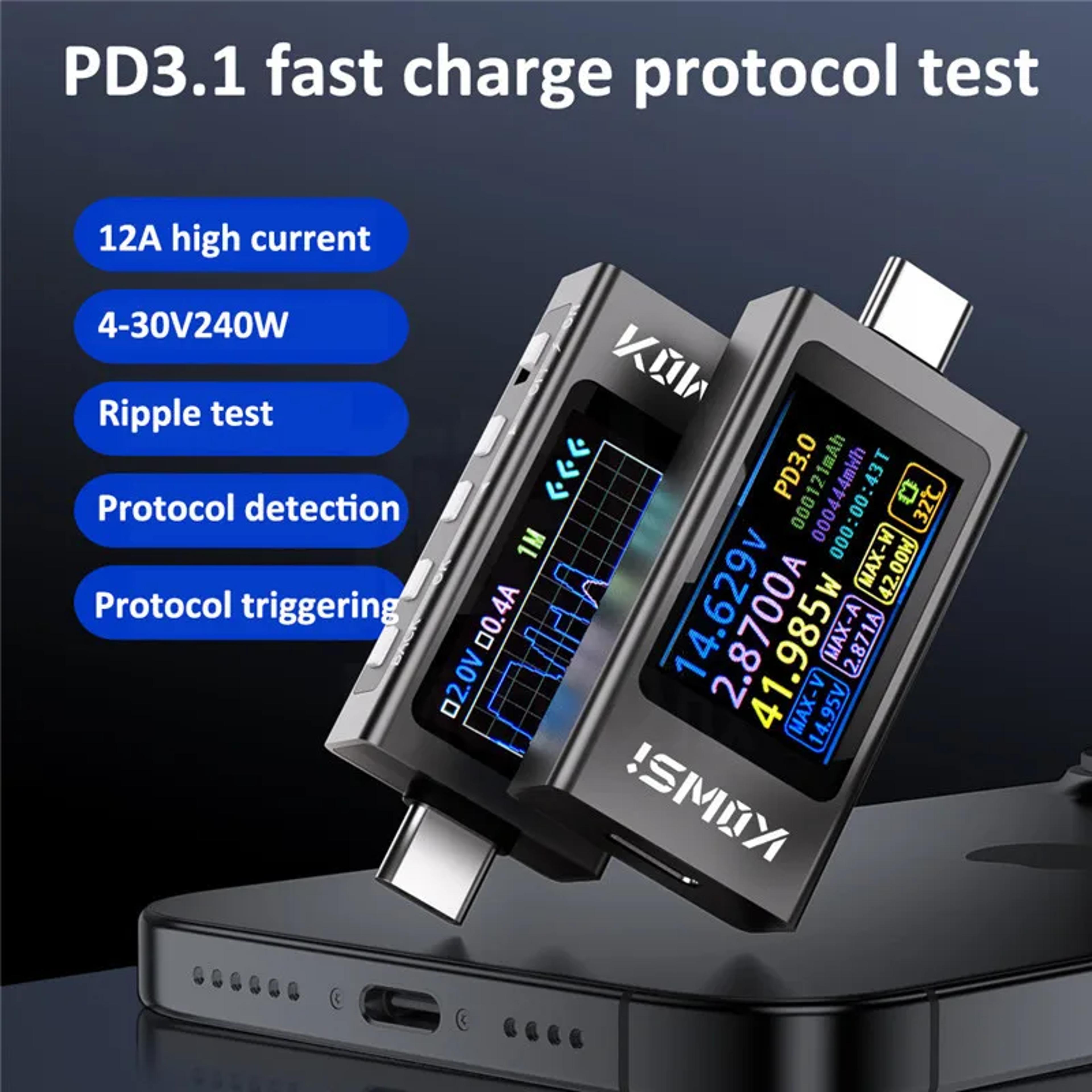 USB C Power Tester Fast Charge Voltage Current Meter 5