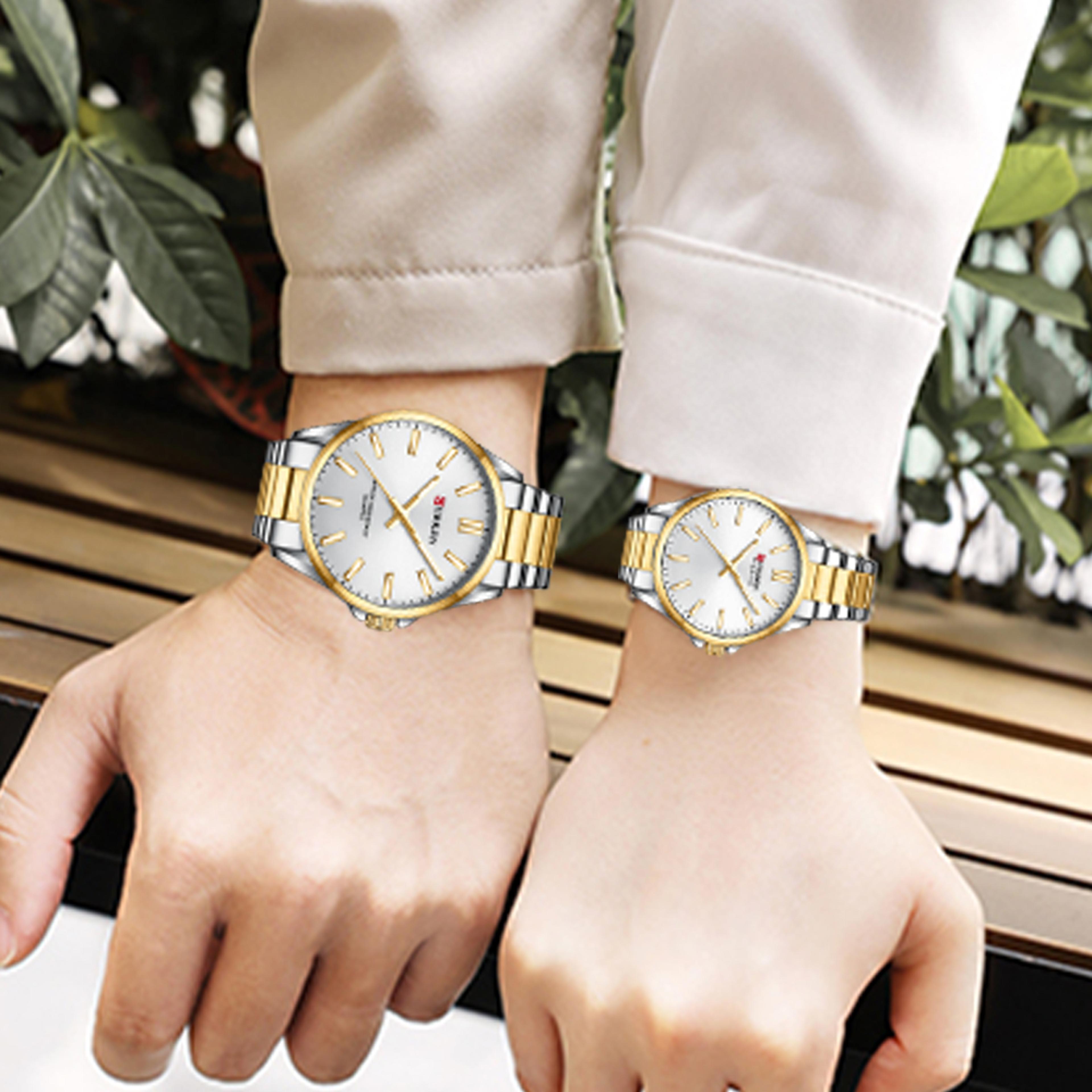 Lovers Waterproof Quartz Wristwatches Classic Stainless Steel Couple Watches With Luminous Hands 3