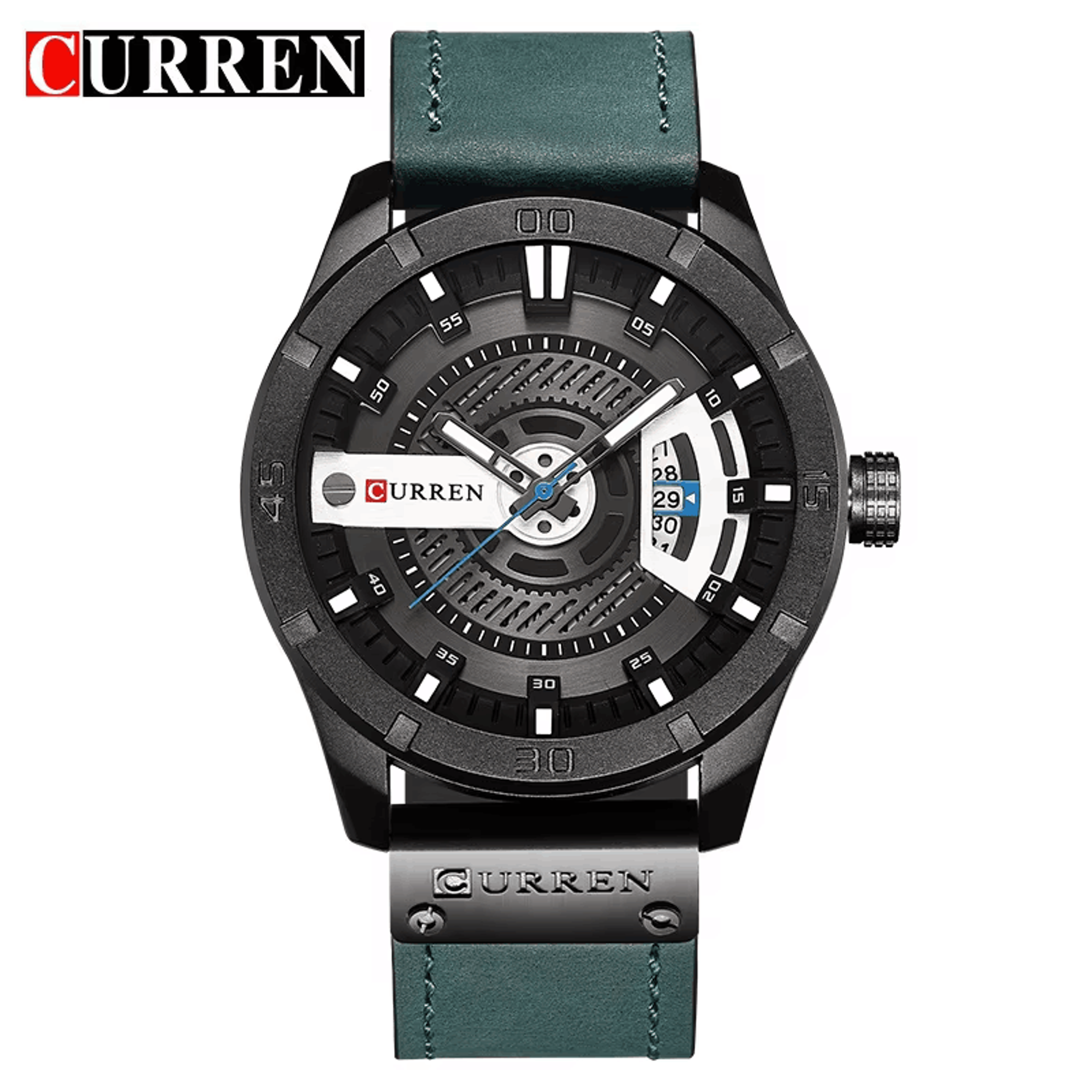 Mens Quartz Watch With Leather Strap And Date Display 9