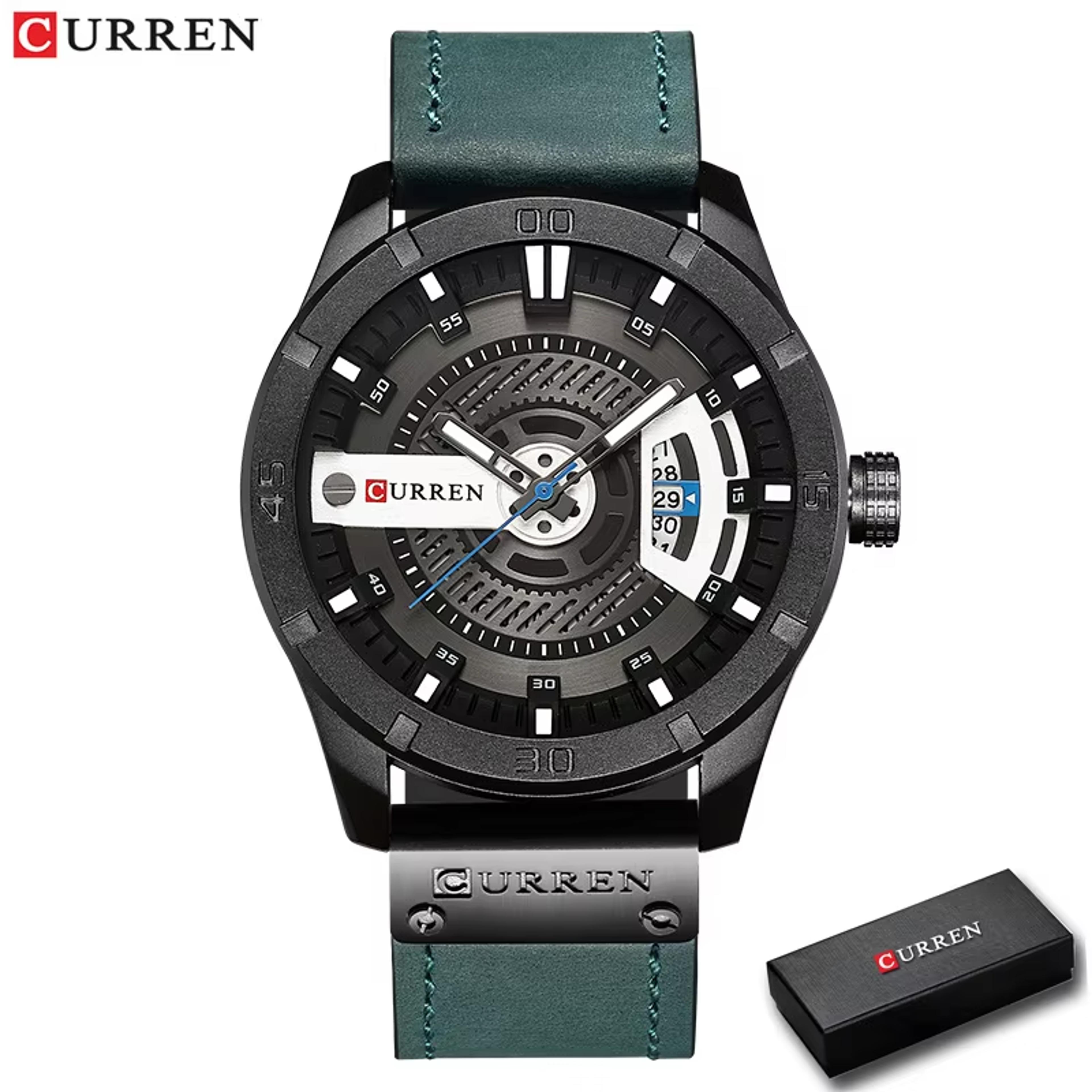 Mens Quartz Watch With Leather Strap And Date Display 14