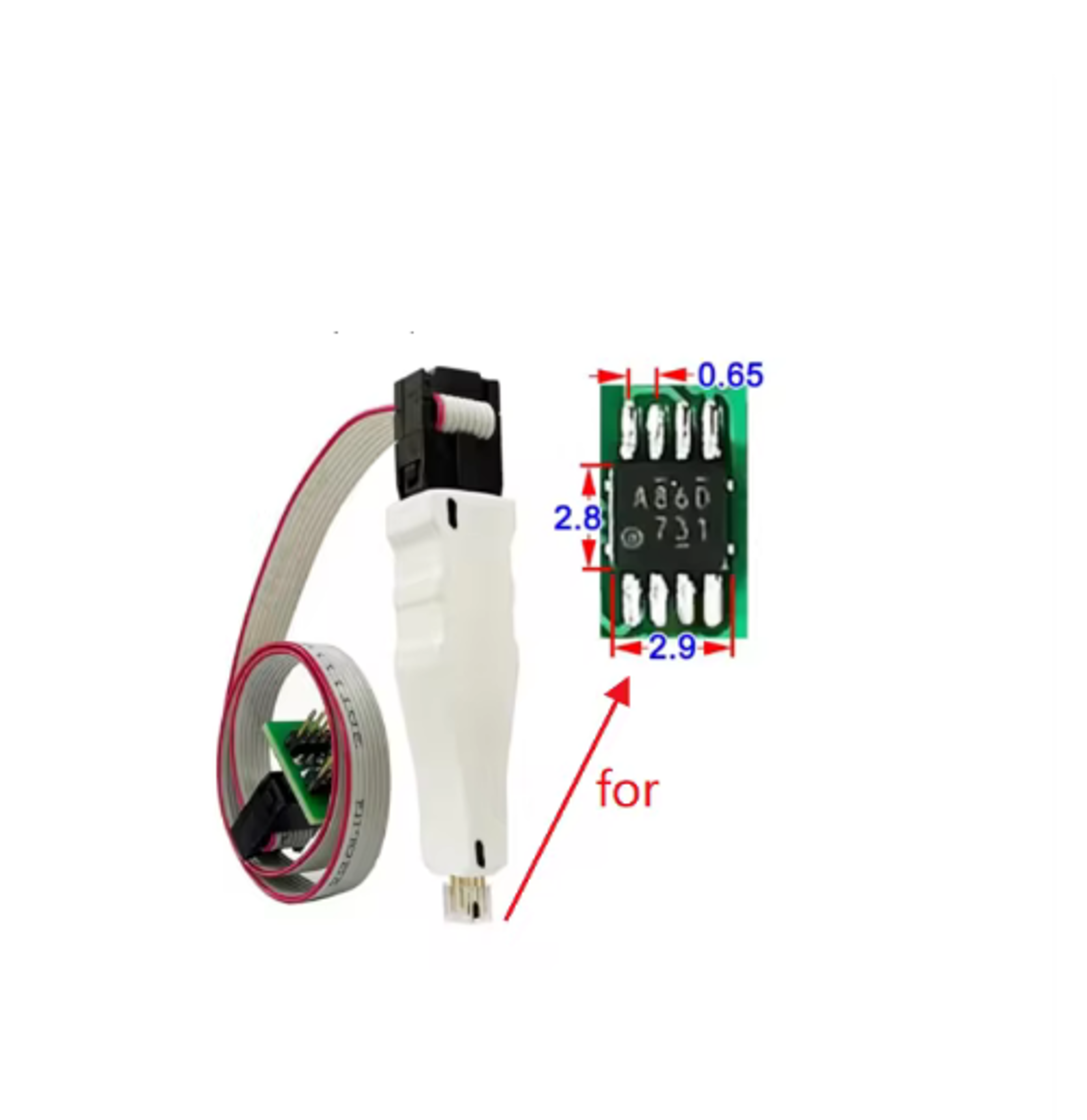 Programming Probe PCB Chip Test Fixture Cable 6