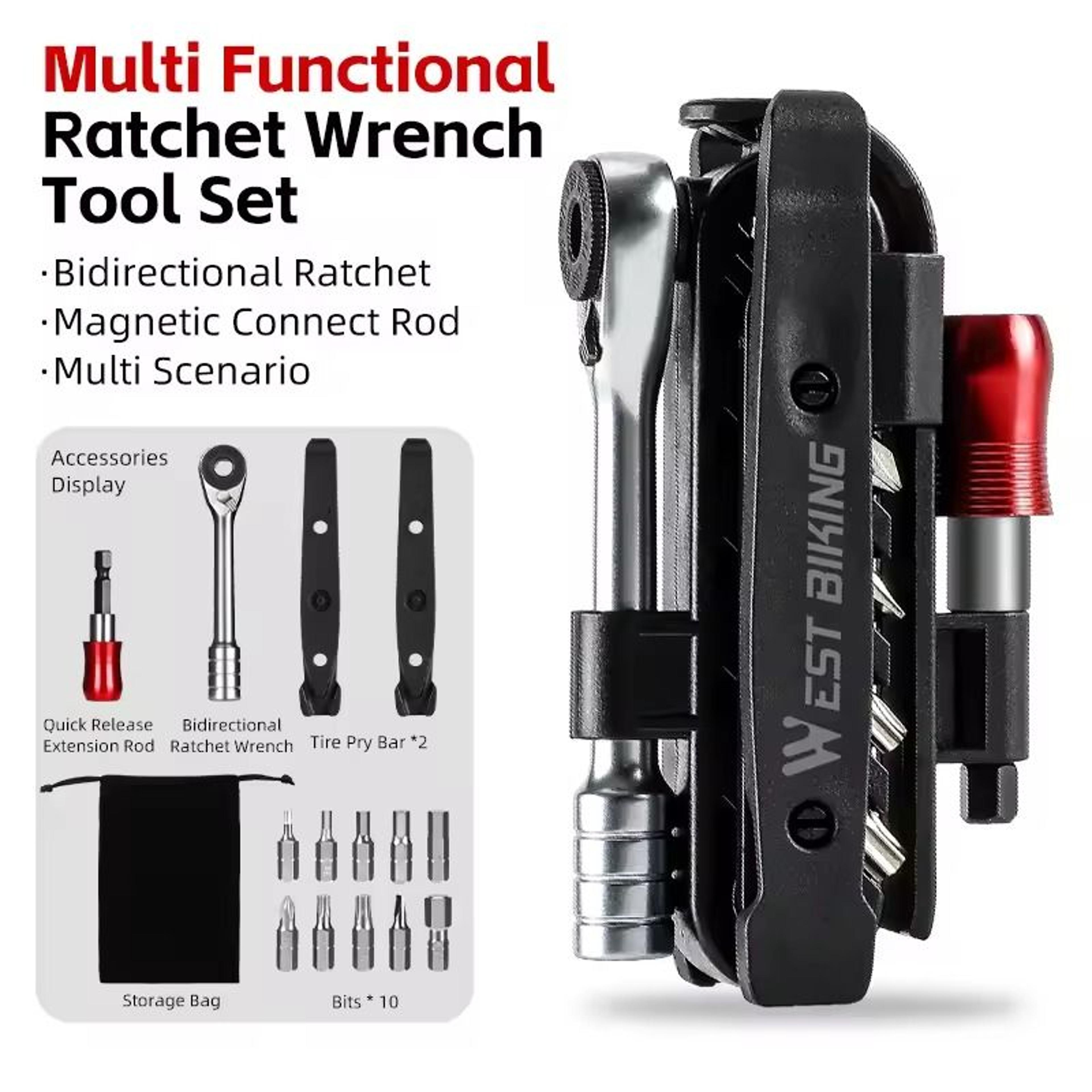 Portable Ratchet Wrench Kit Multifunction Bicycle Tools Multitool Set Tyre Lever MTB Road Bike Gadg 8