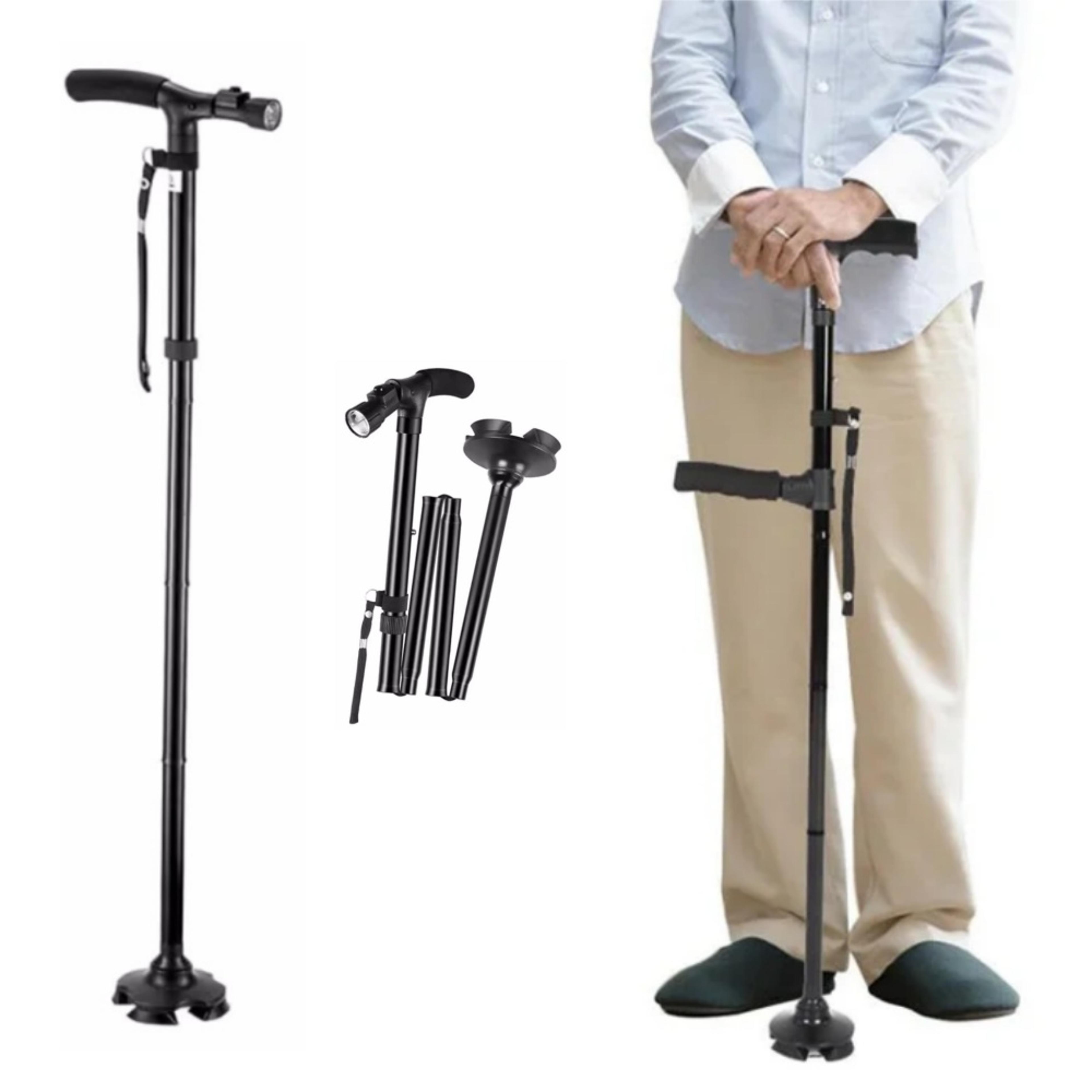 Foldable Walking Cane With LED Light Adjustable Anti Slip Walking Stick For Seniors 0