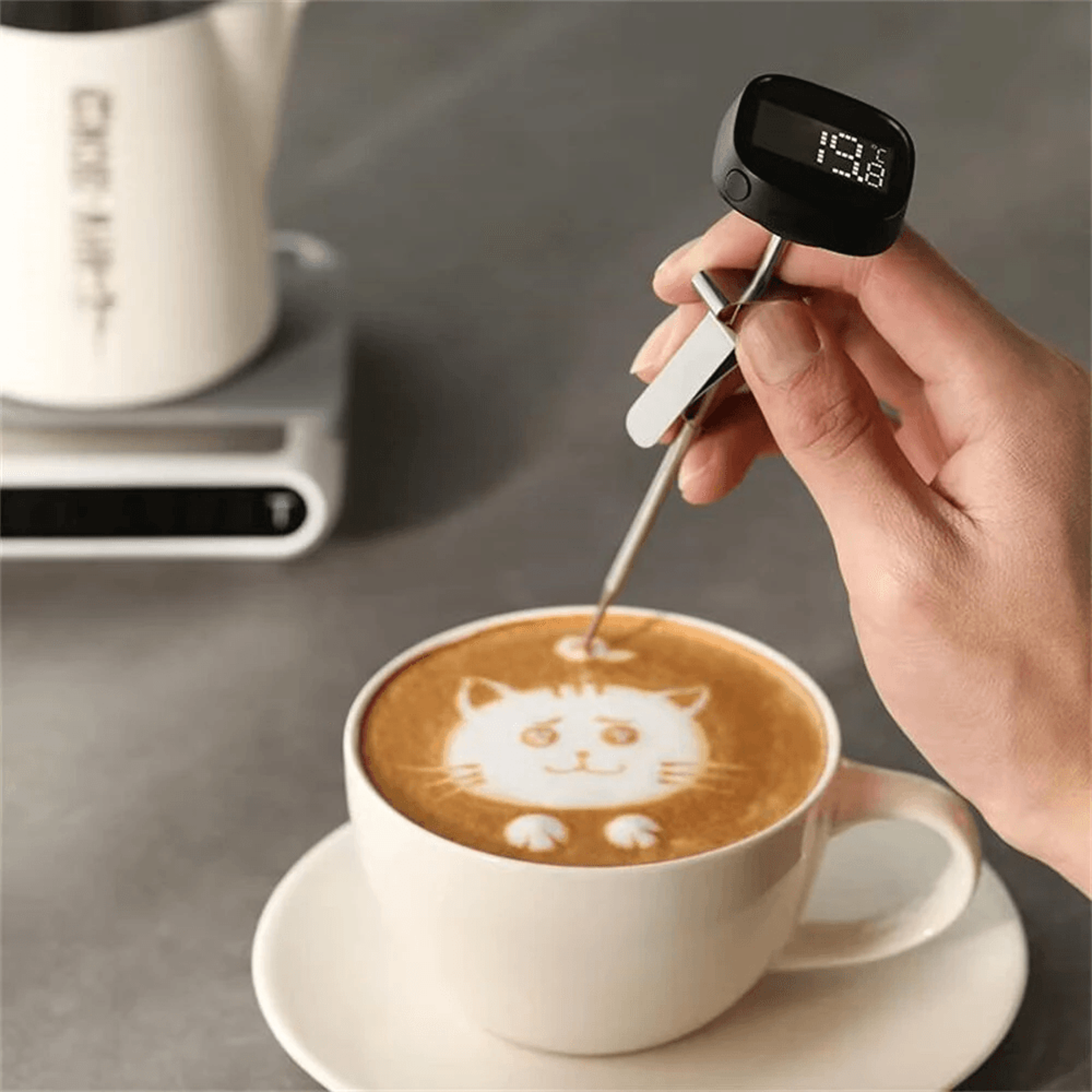 Instant Read Digital Coffee Thermometer With Stainless Steel Probe And LCD Display 6
