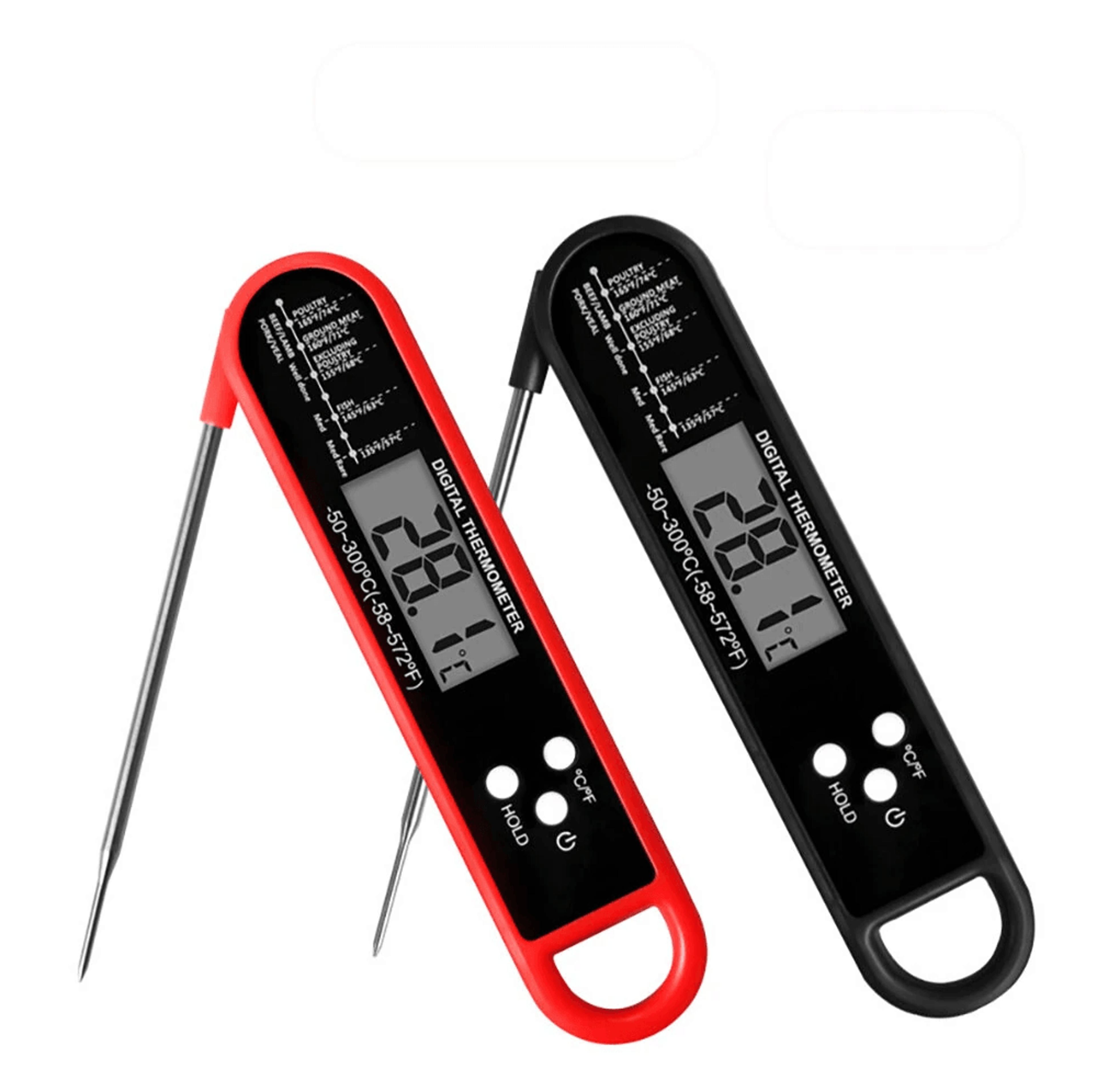 Foldable Digital Meat Thermometer With Magnetic Back For Grilling Baking And Cooking 0