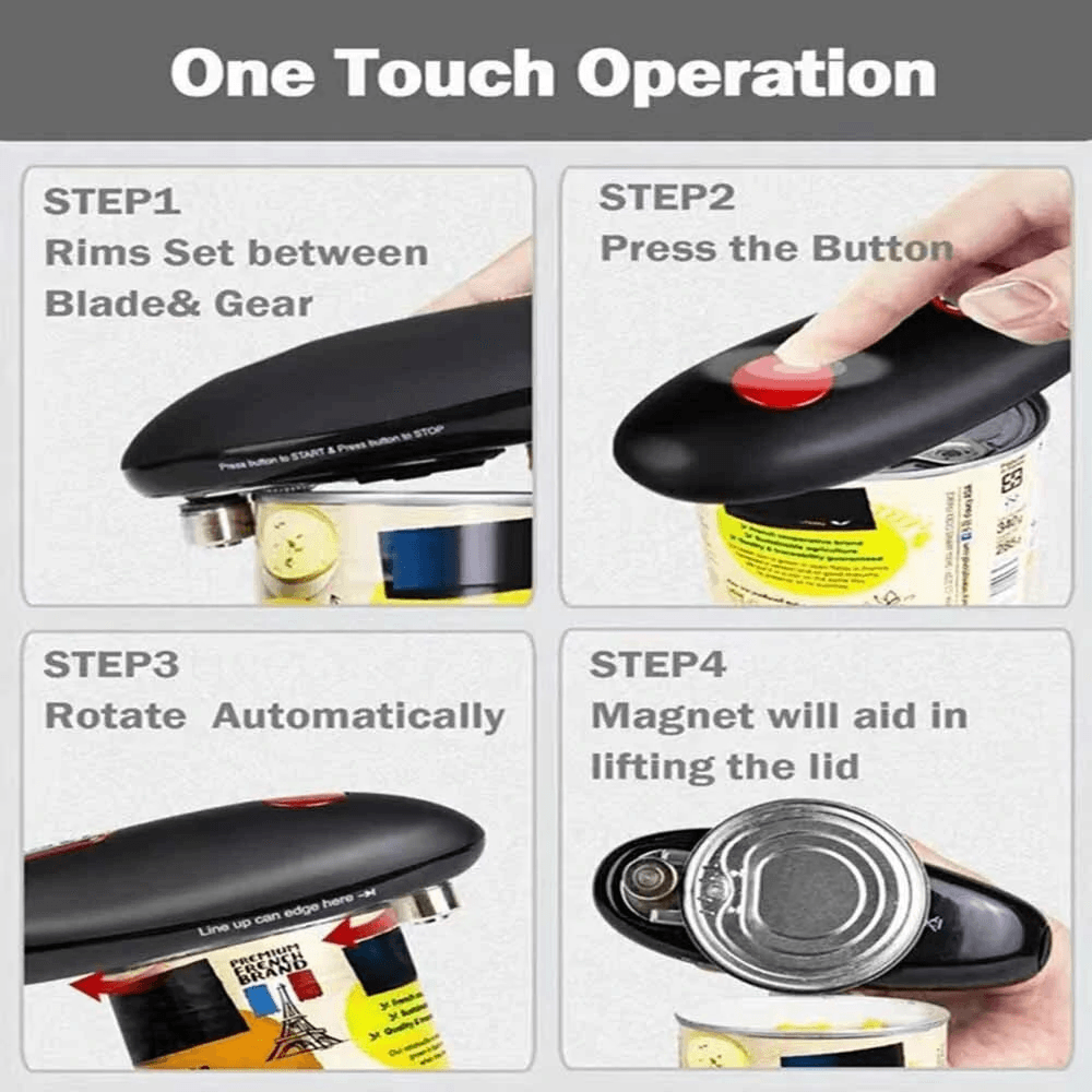 One Touch Electric Can Opener Automatic Smooth Edge Kitchen Can Opener 4