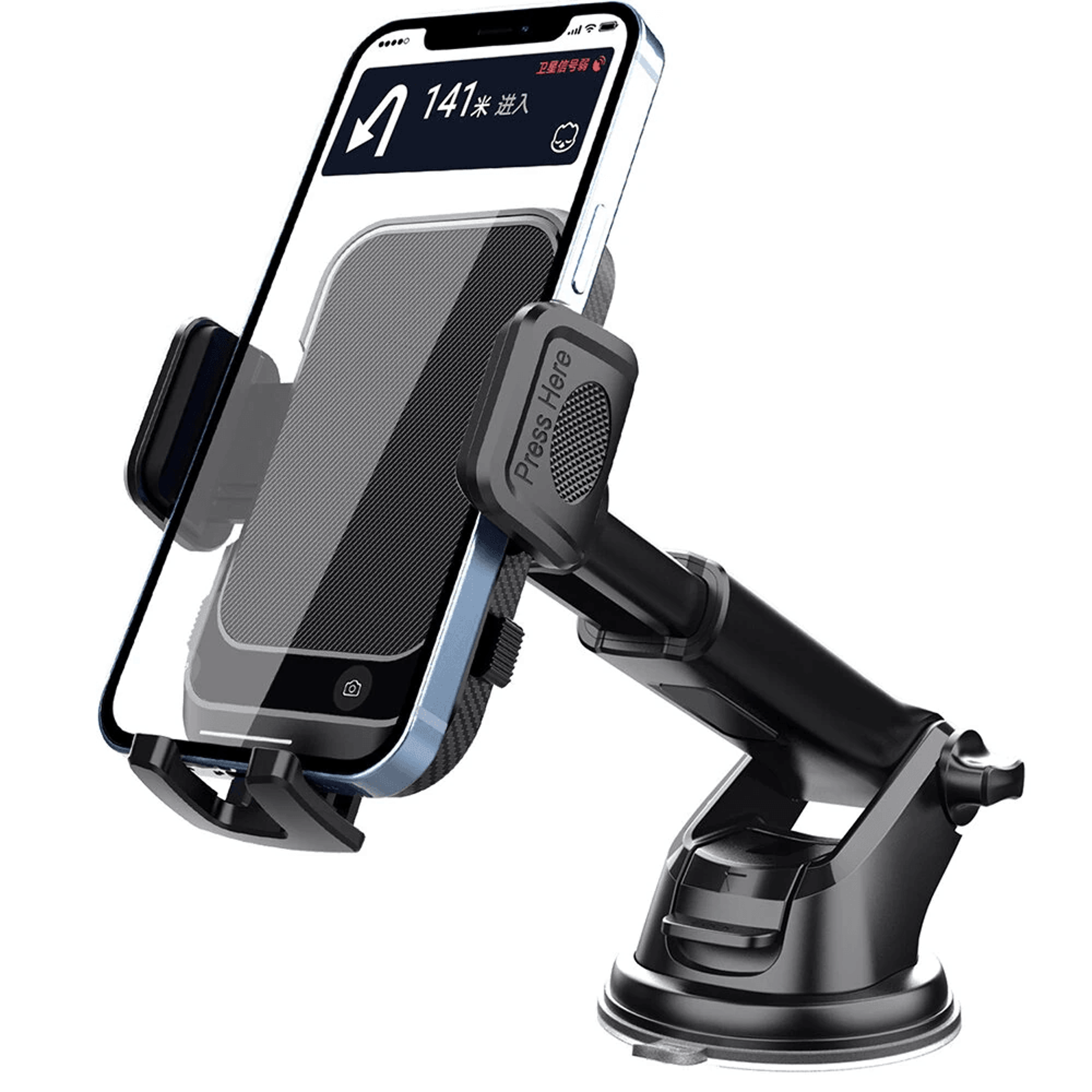 Adjustable Car Phone Holder With Retractable Suction Cup Dashboard Mount 5