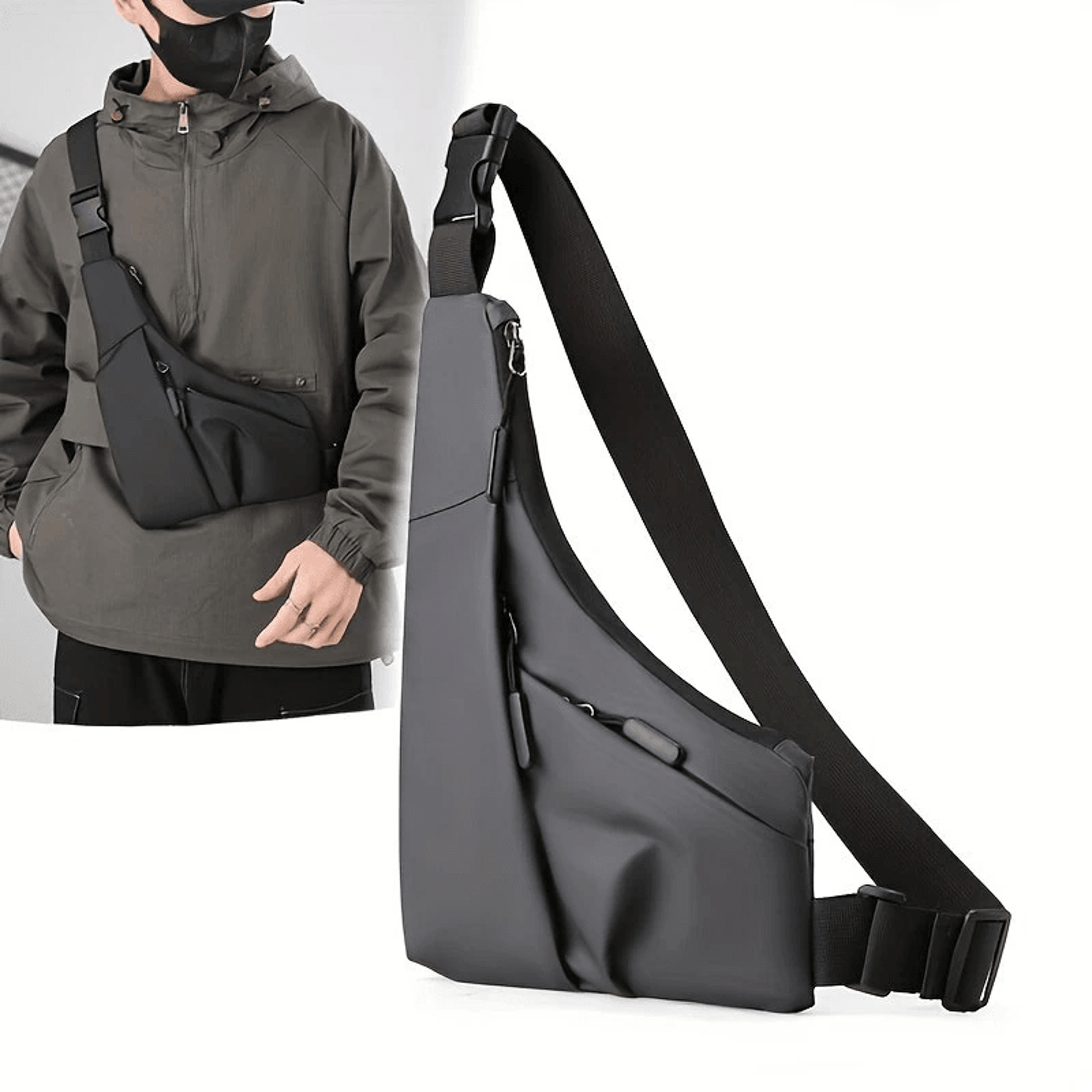 Mens Waterproof Anti Theft Chest Sling Bag With Multi Compartment Storage 2
