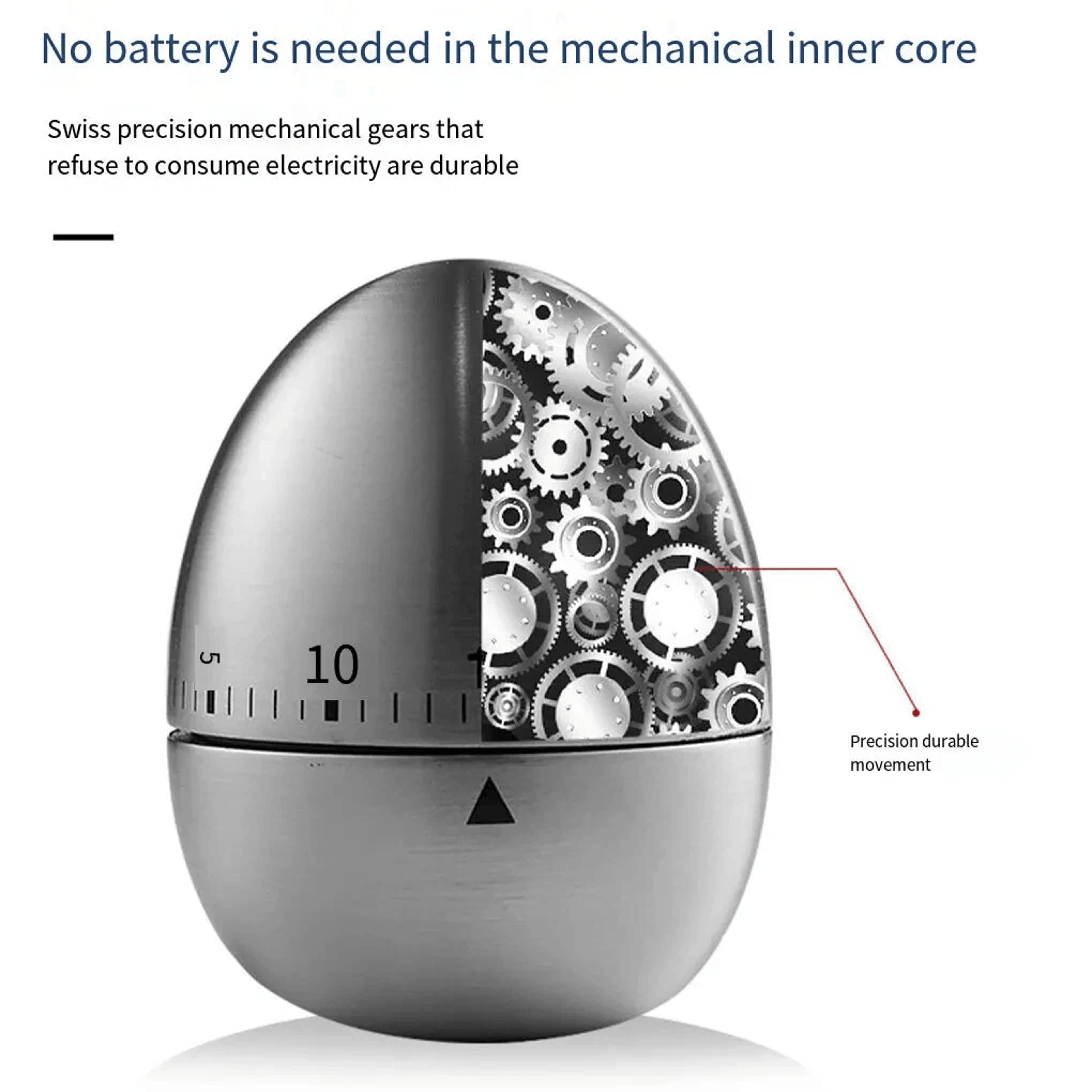 Mechanical Kitchen Timer Stainless Steel Egg Timer With Loud Alarm 4