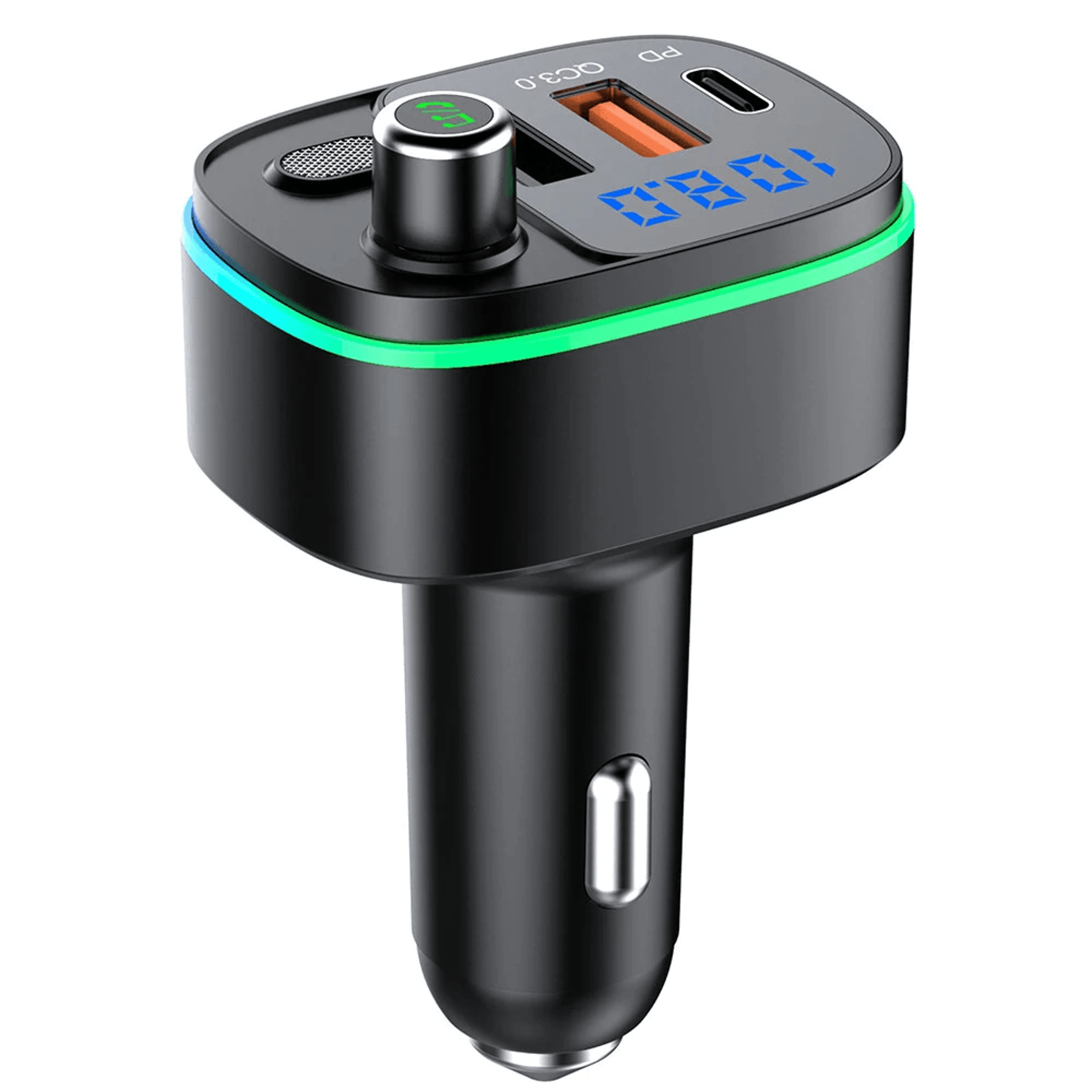 Bluetooth FM Transmitter Car Adapter With Fast Charging Hands Free Calling And LED Lights 6