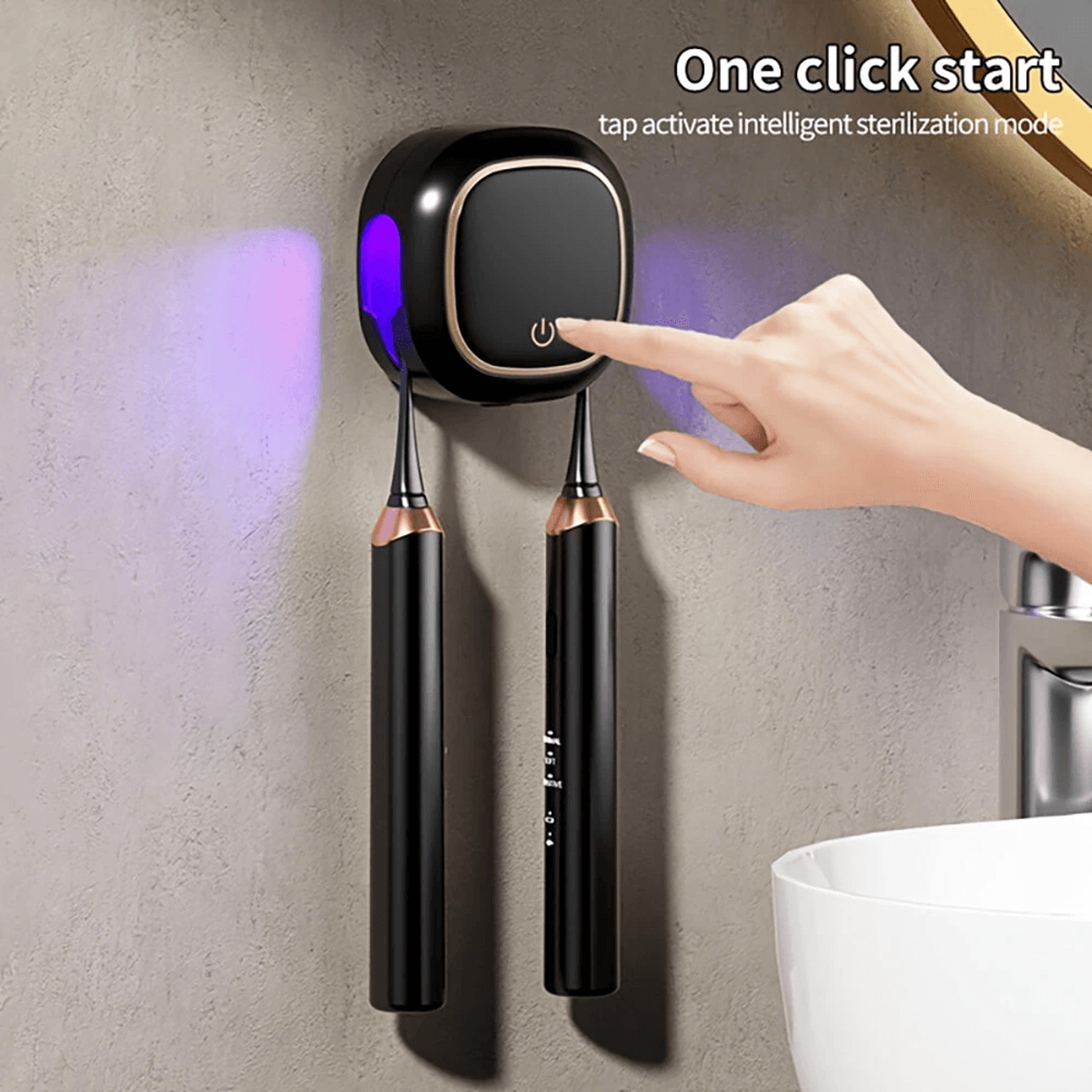 Smart UV Toothbrush Sterilizer With Heat Drying And Wall Mounted Dual Toothbrush Holder 4