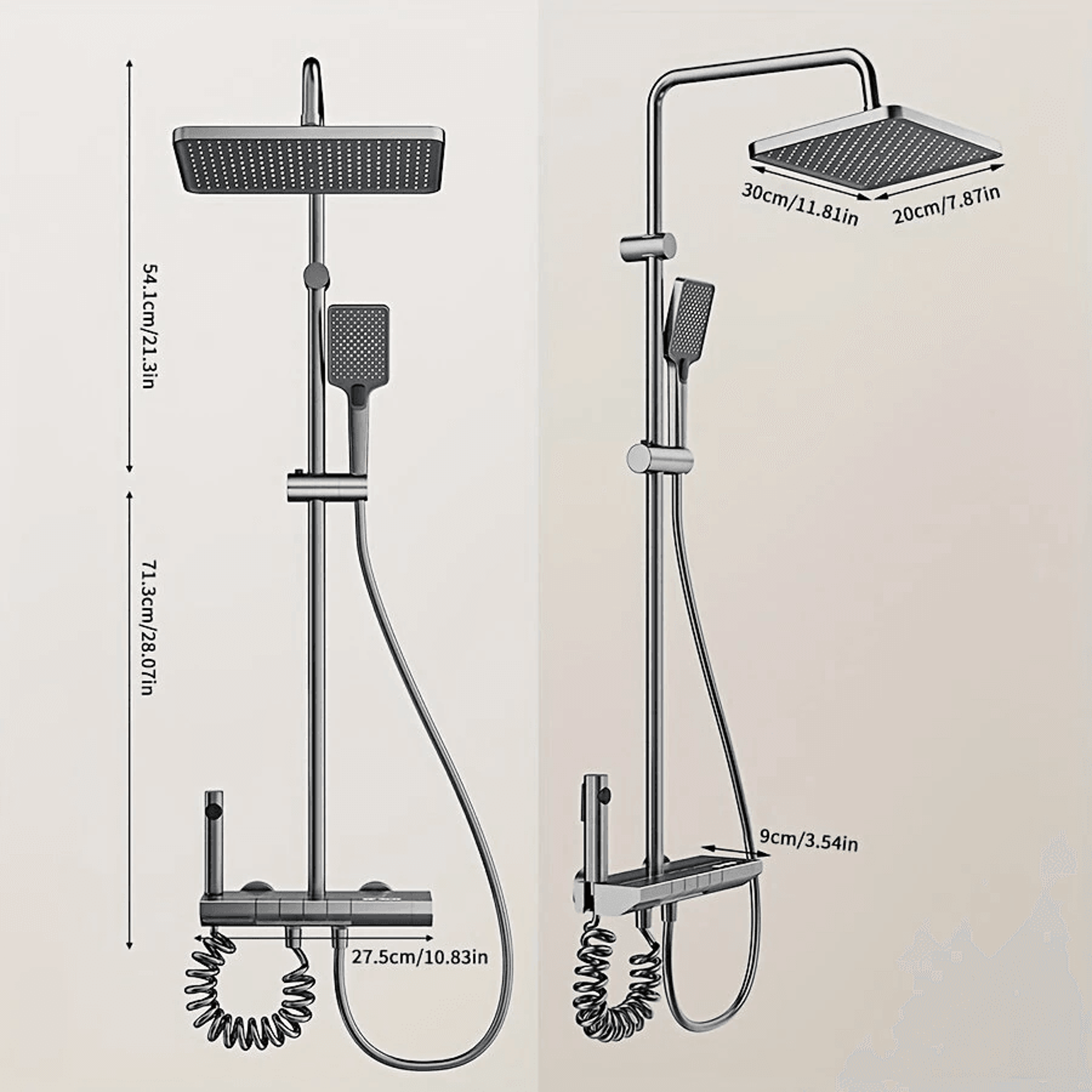 Digital Display Rainfall Shower System With Piano Button Controls And Ambient Light 9