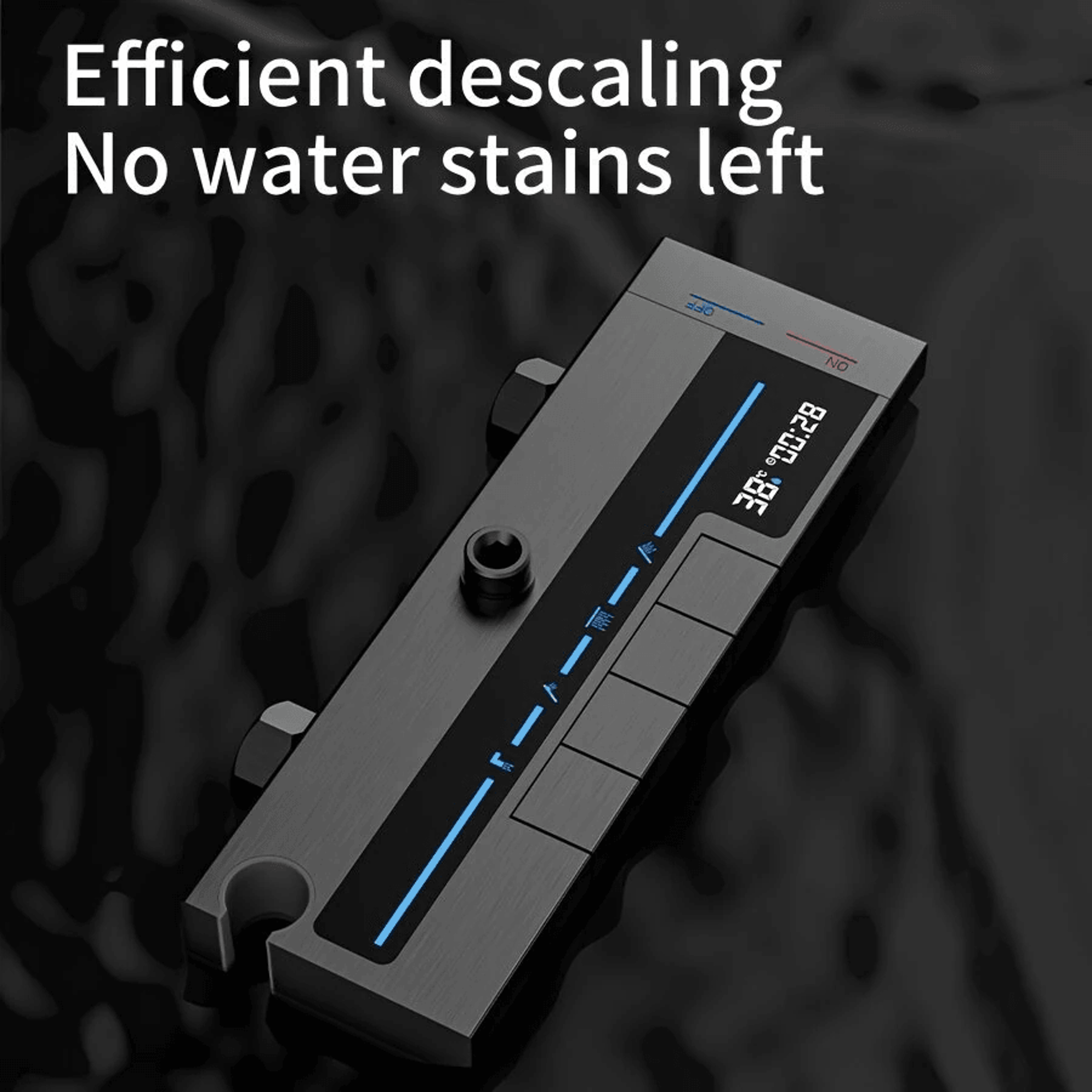 Digital Display Rainfall Shower System With Piano Button Controls And Ambient Light 5