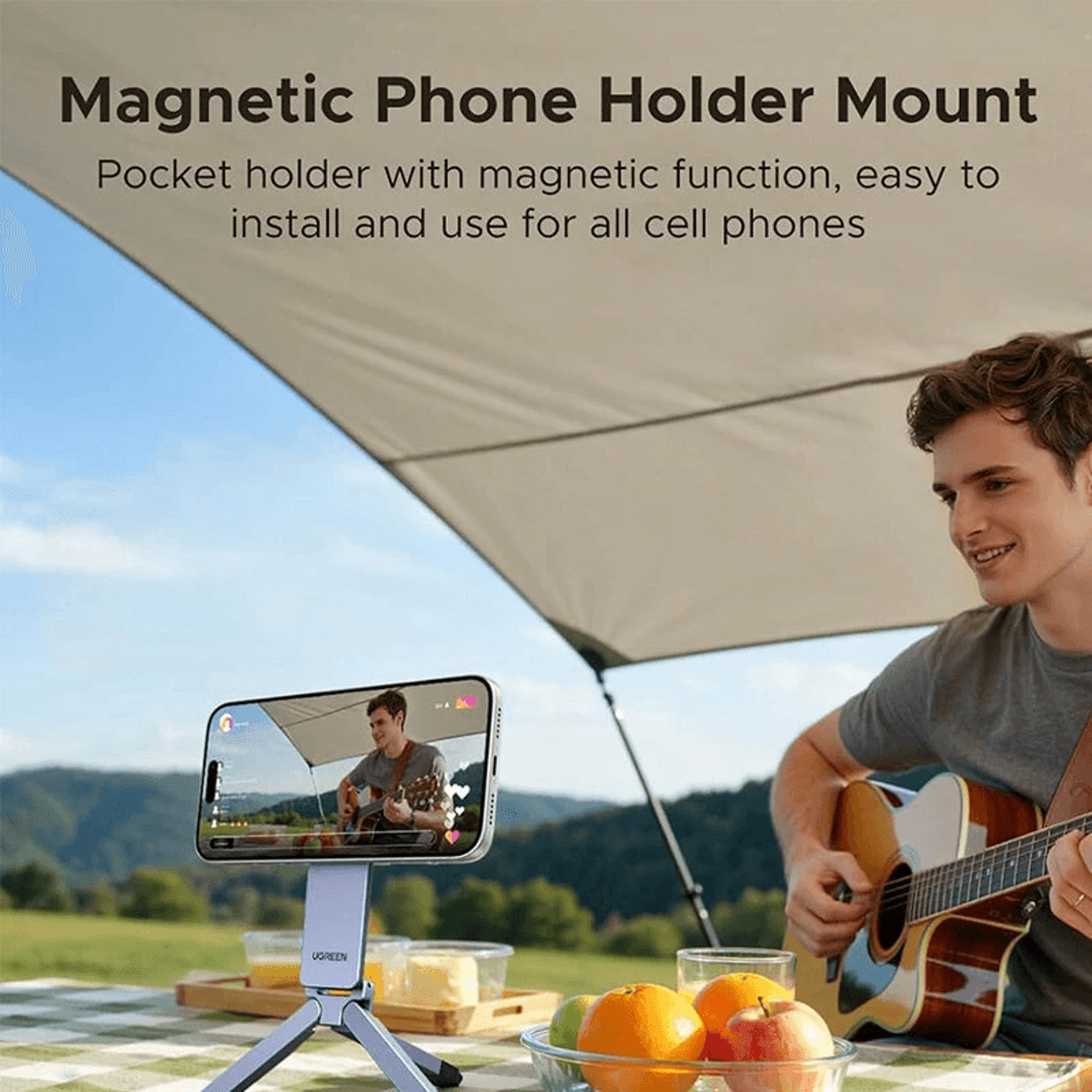Magnetic Phone Tripod Stand With Grip Adjustable Desk Holder And Portable Selfie Grip 5