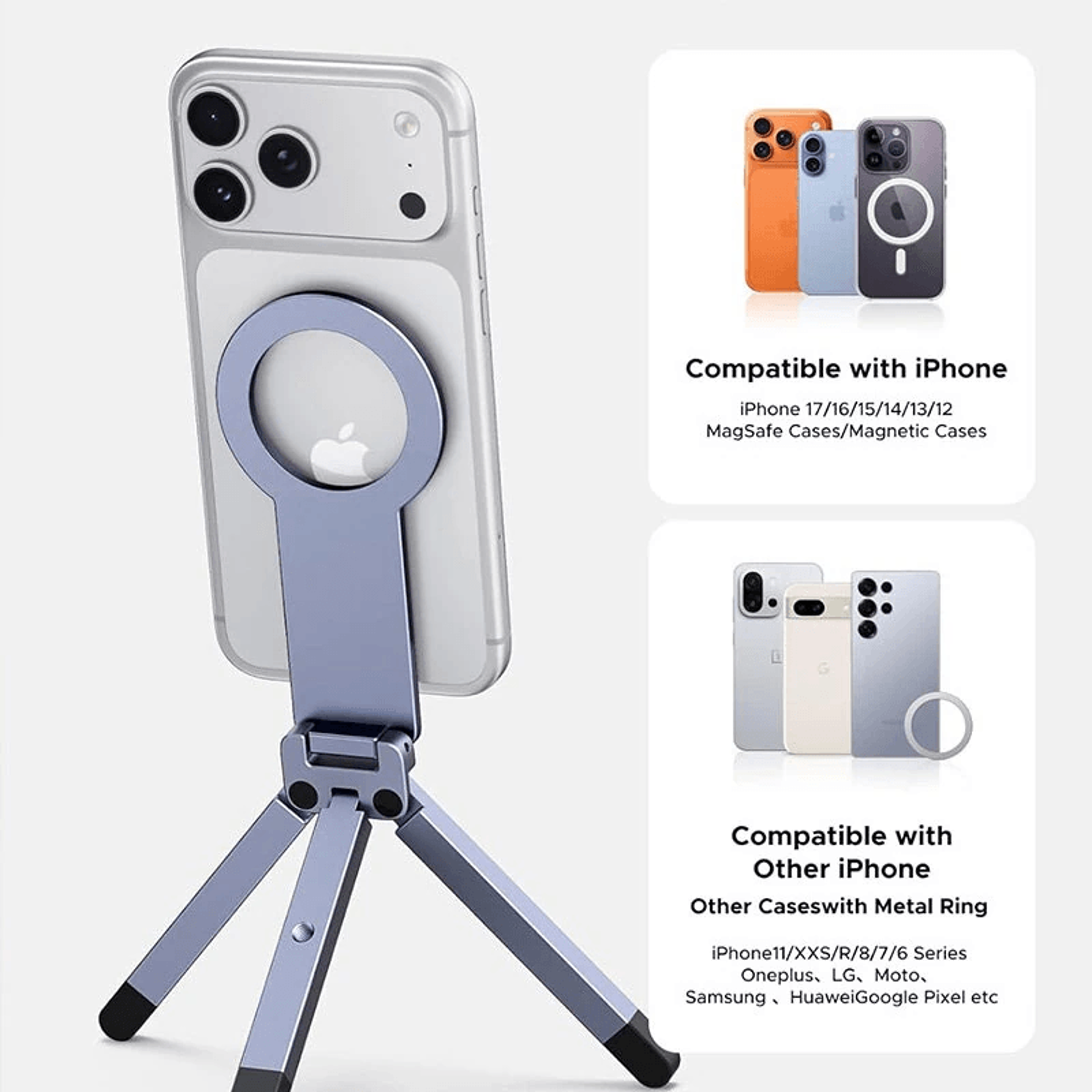 Magnetic Phone Tripod Stand With Grip Adjustable Desk Holder And Portable Selfie Grip 3