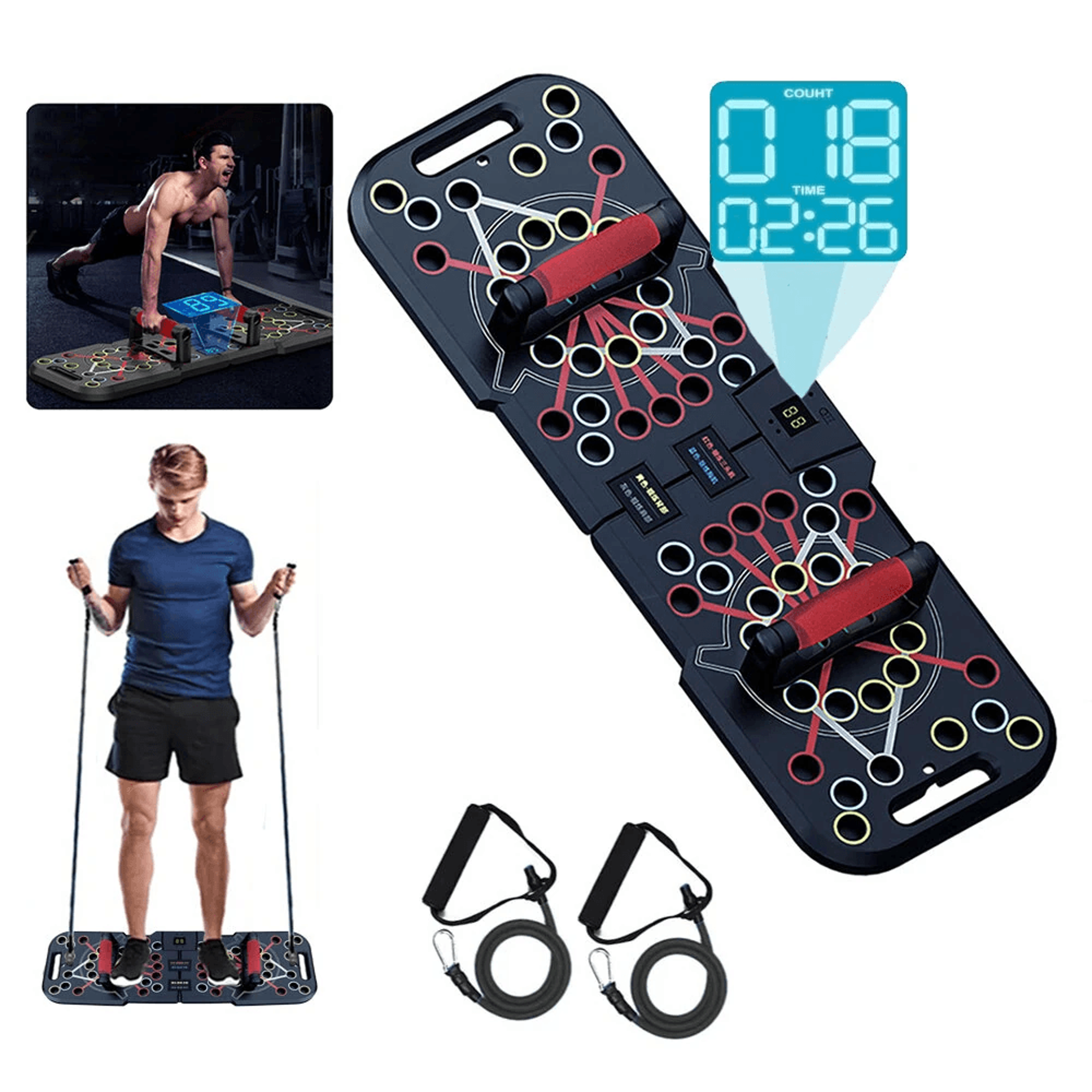 Electronic Counting Foldable Push Up Board For Upper Body Strength Training 3