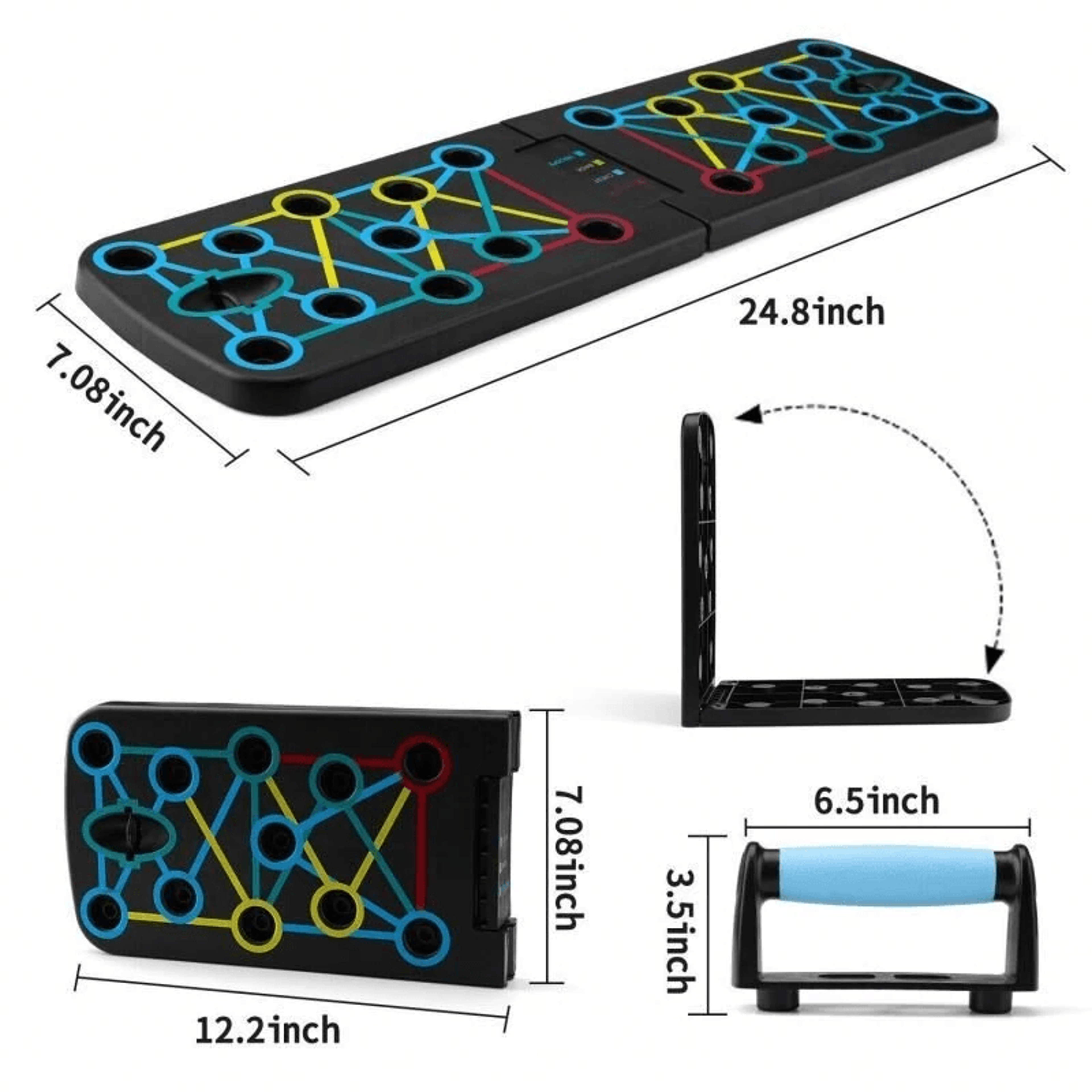 Multifunctional Foldable Push Up Board With Resistance Bands For Full Upper Body Training 6