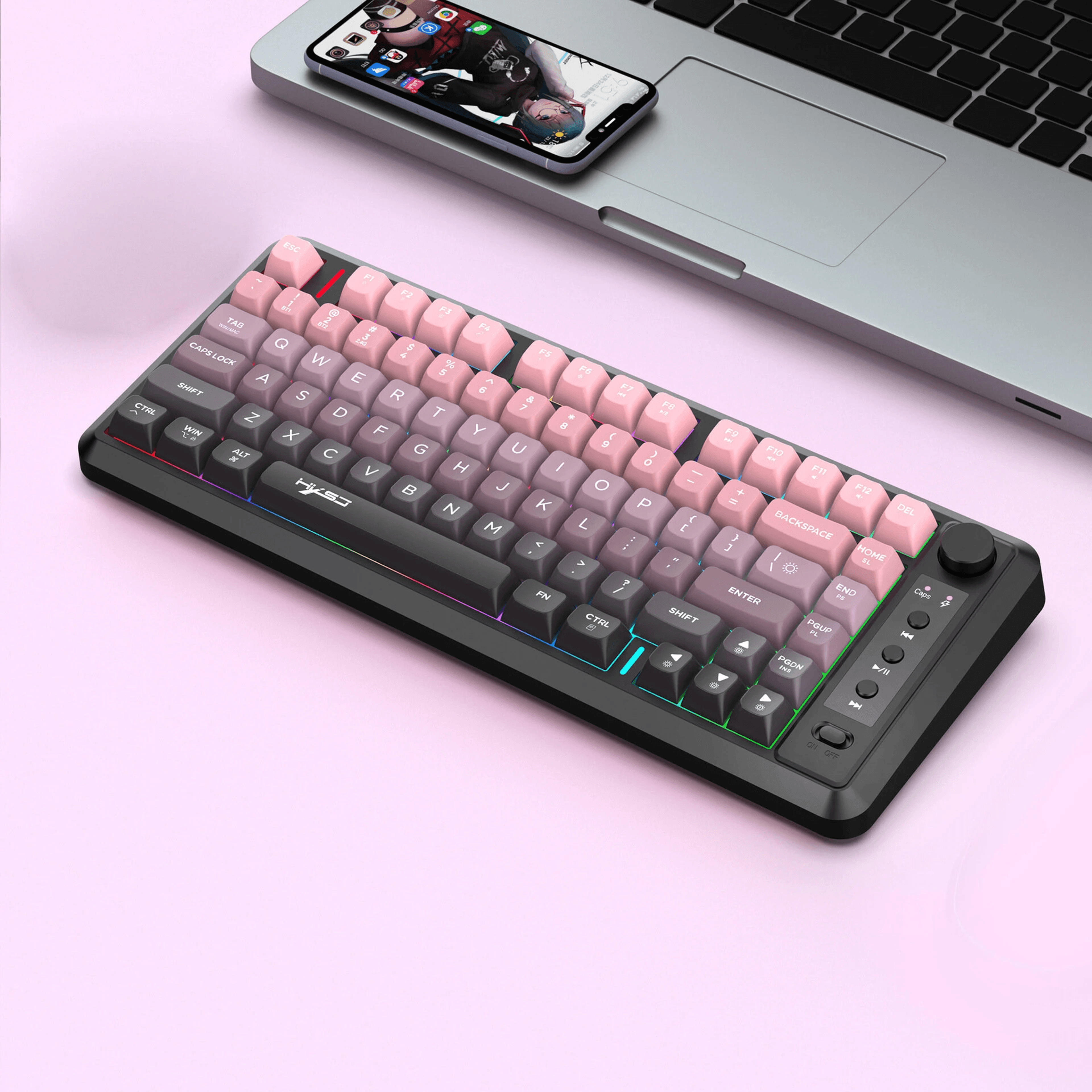 Tri Mode Wireless Gaming Keyboard With RGB Backlight Key Compact Design 1