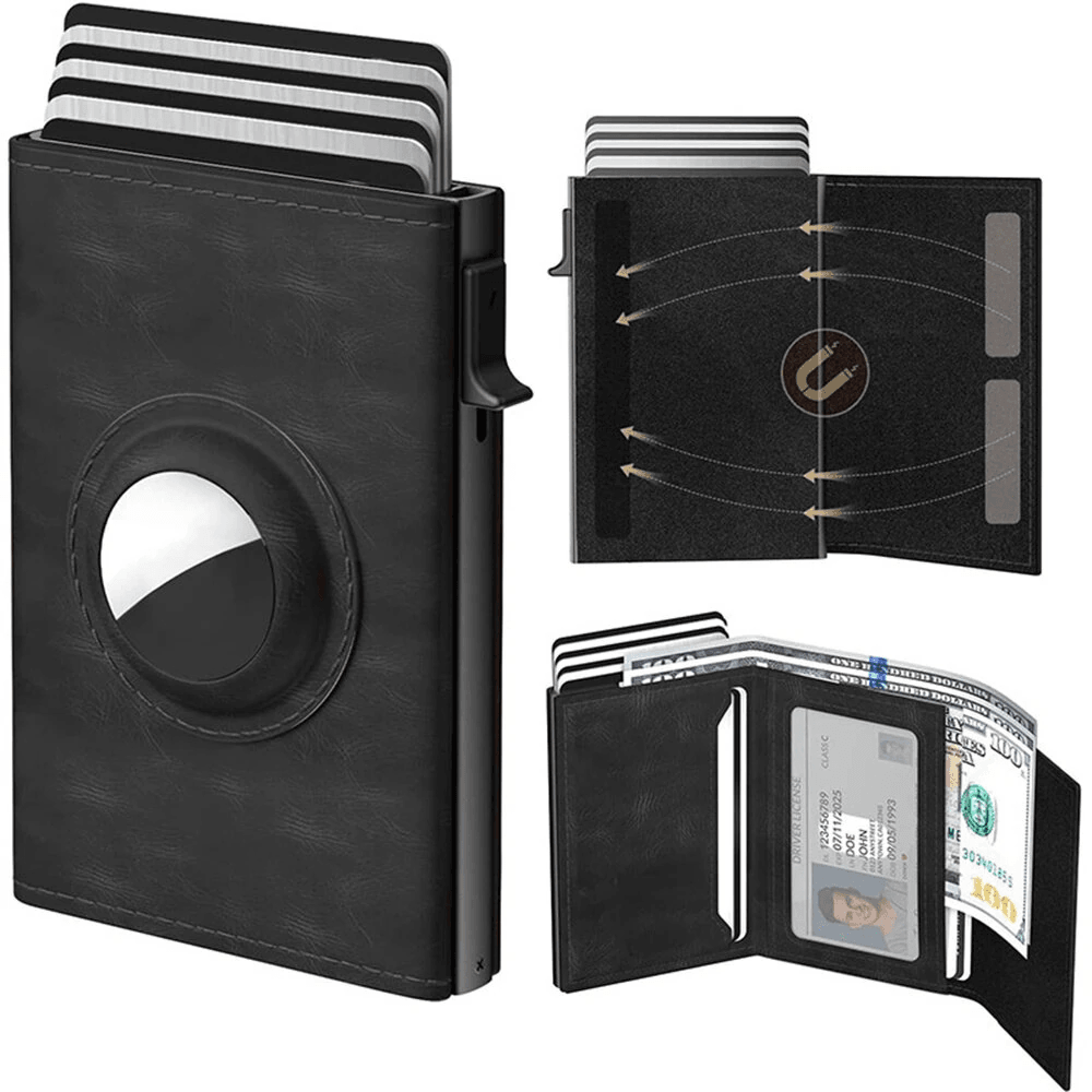 AirTag Compatible RFID Pop Up Wallet With Automatic Card Holder For Men 0