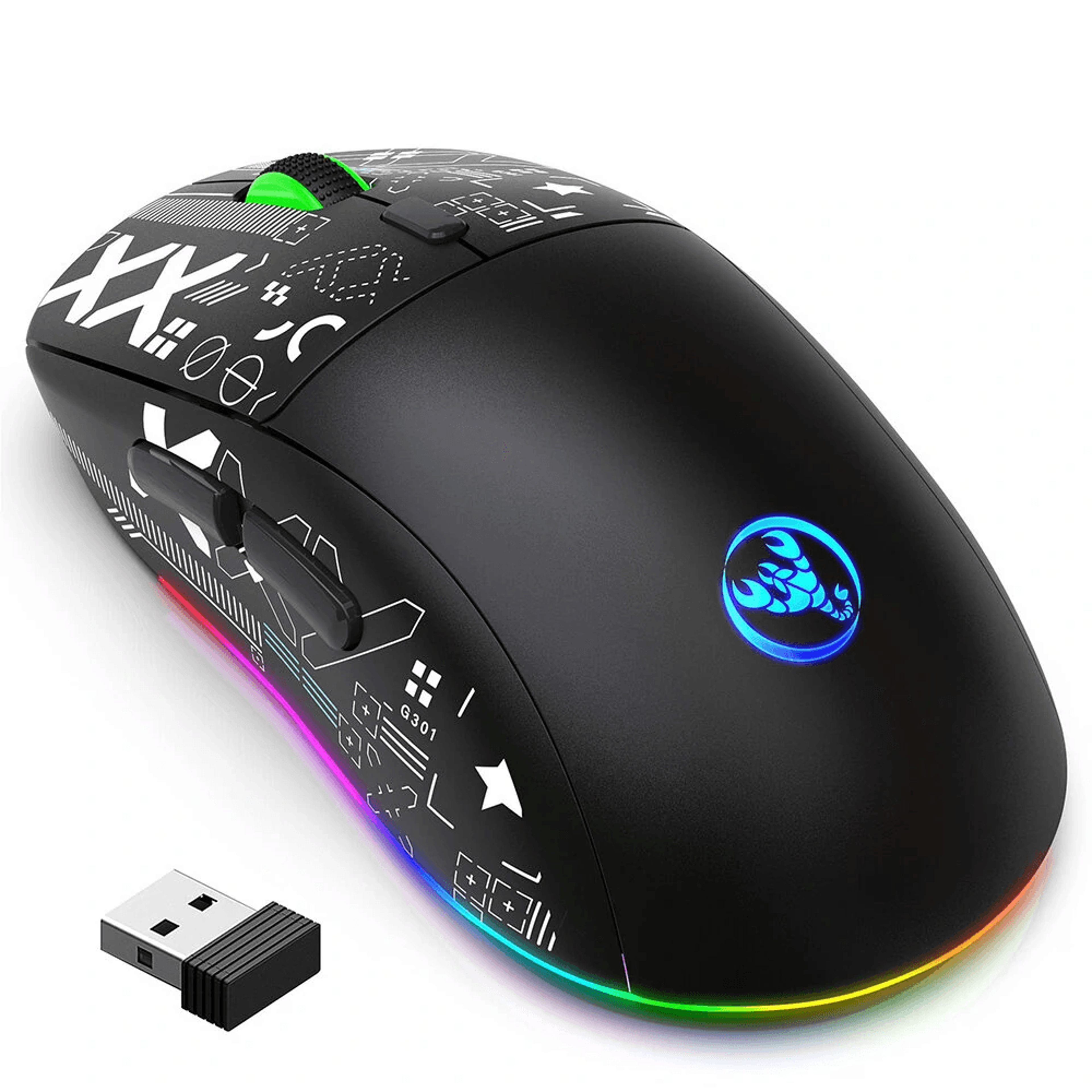 Triple Mode Wireless Gaming Mouse With RGB Lighting Rechargeable Battery And Adjustable DPI 0