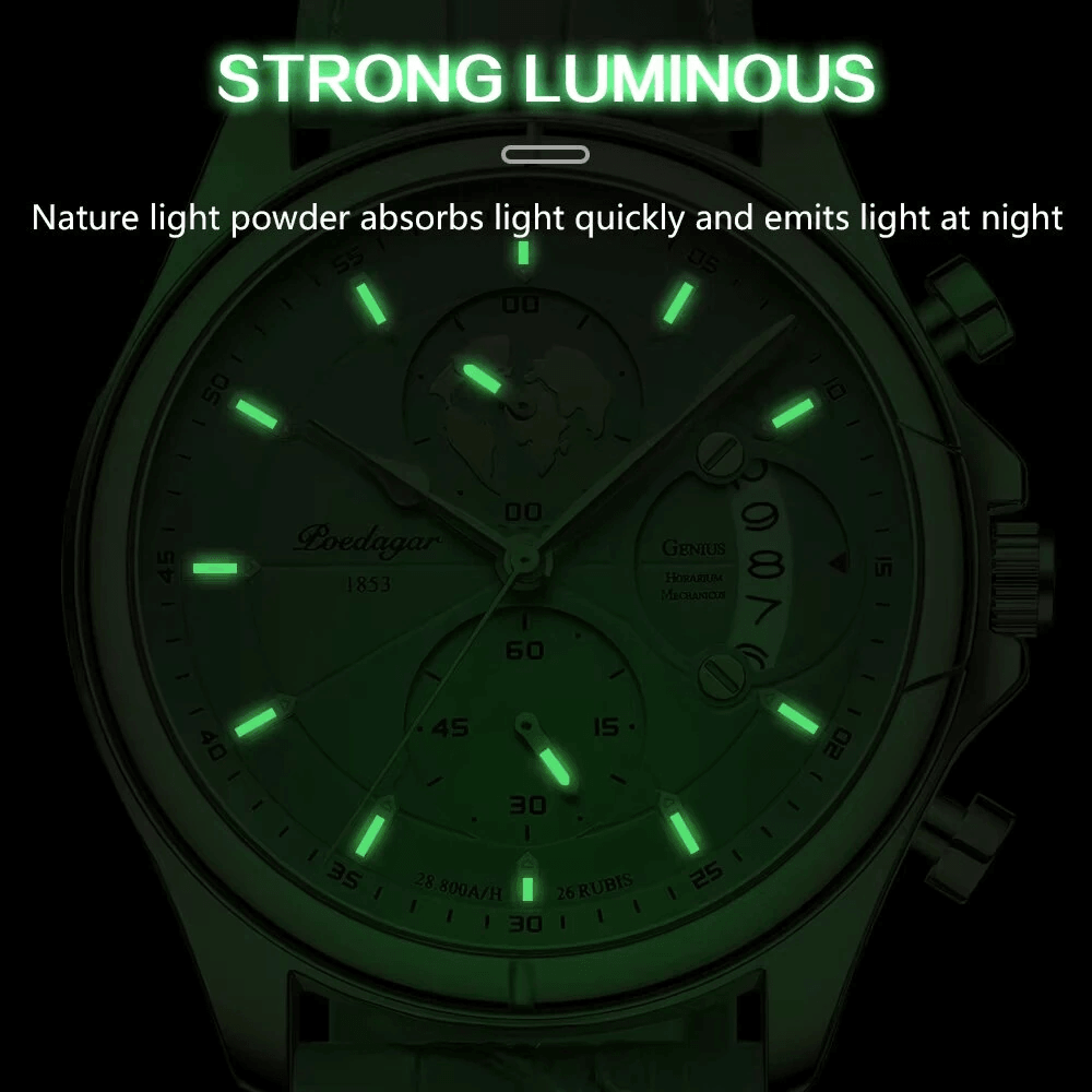 Mens Waterproof Luminous Quartz Watch With Leather Strap 2
