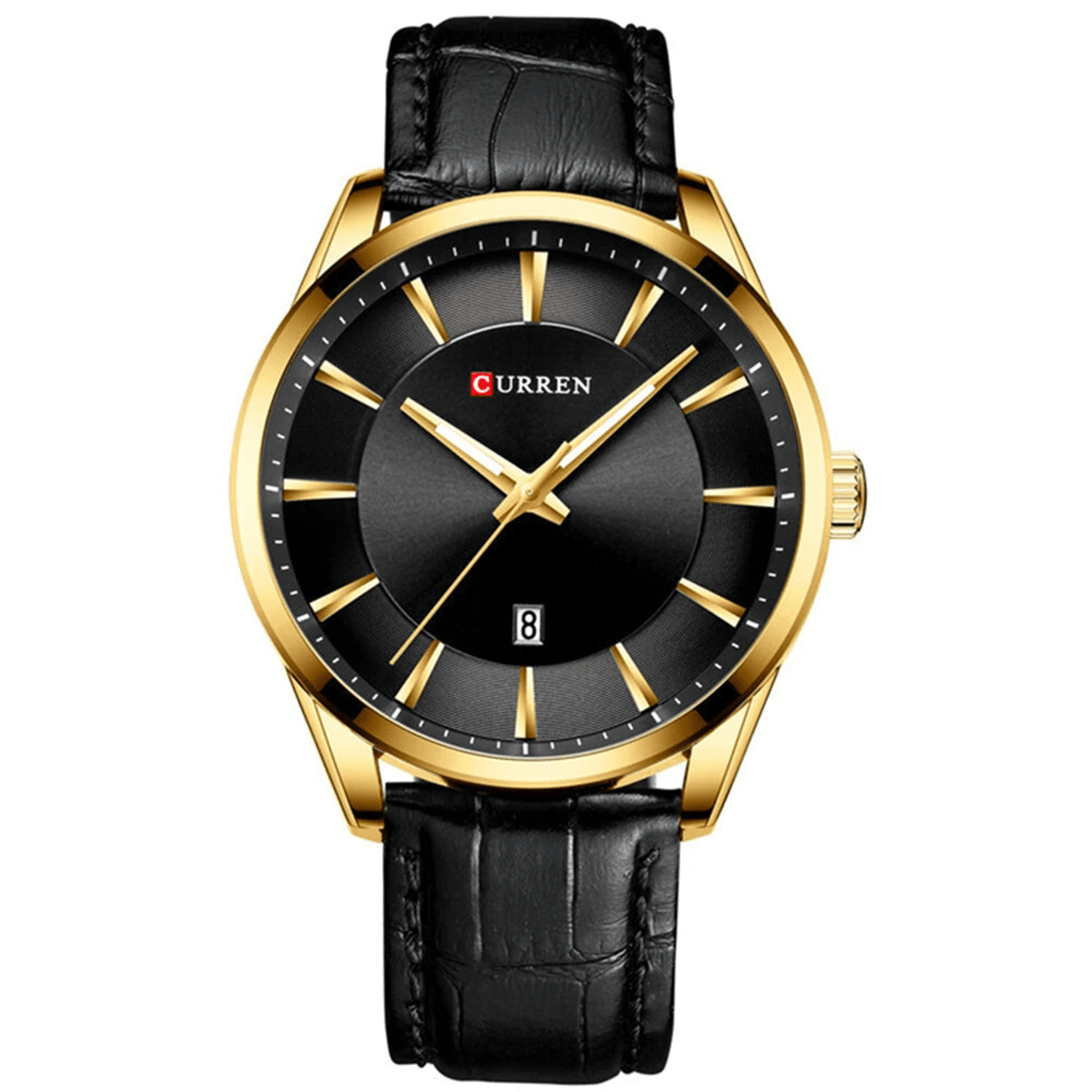 Classic Mens Quartz Watch With Leather Strap Waterproof Date Display 9