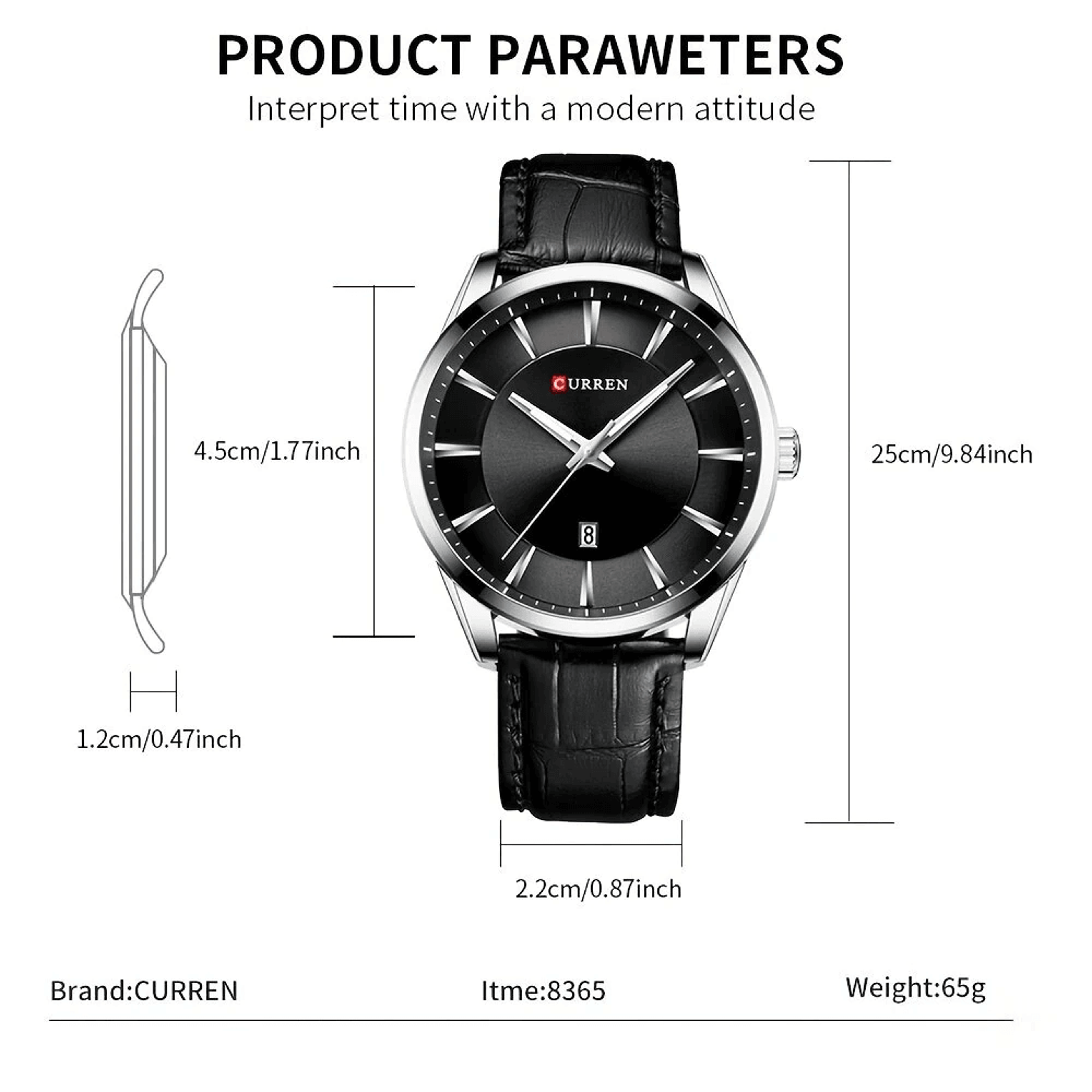 Classic Mens Quartz Watch With Leather Strap Waterproof Date Display 7