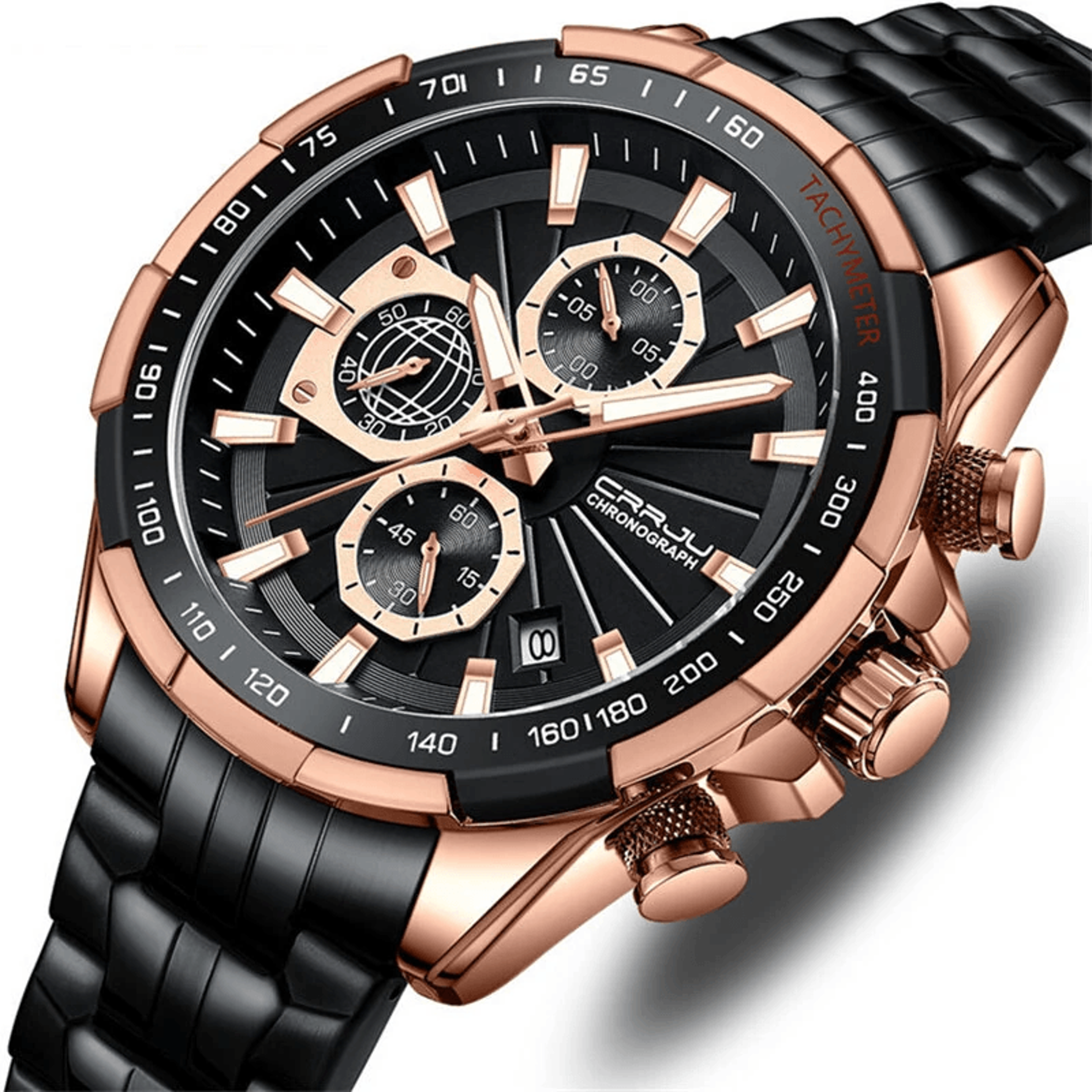 Mens Stainless Steel Chronograph Watch Waterproof Quartz Business Wristwatch 3