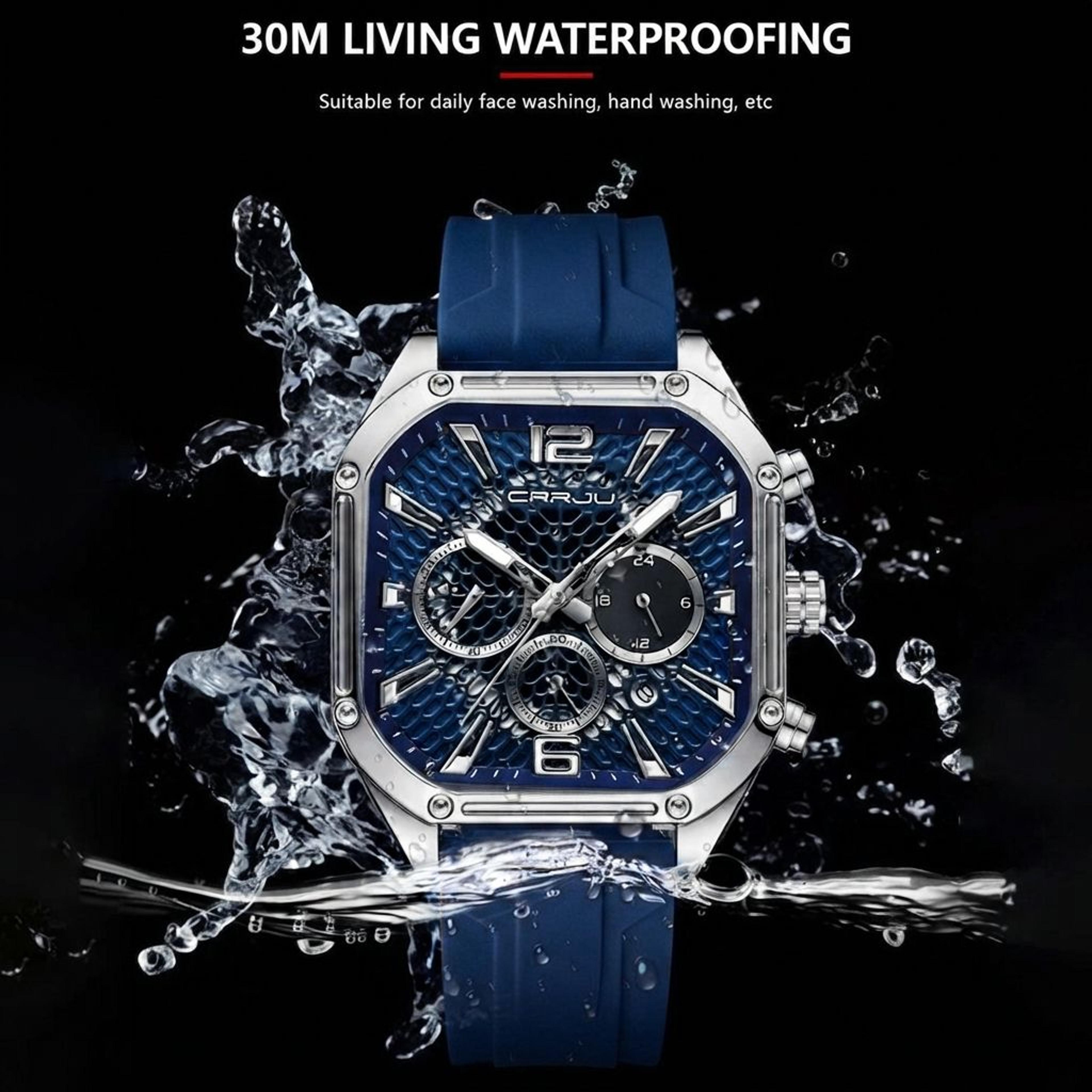 Mens Waterproof Quartz Watch With Silicone Strap And Automatic Date 1