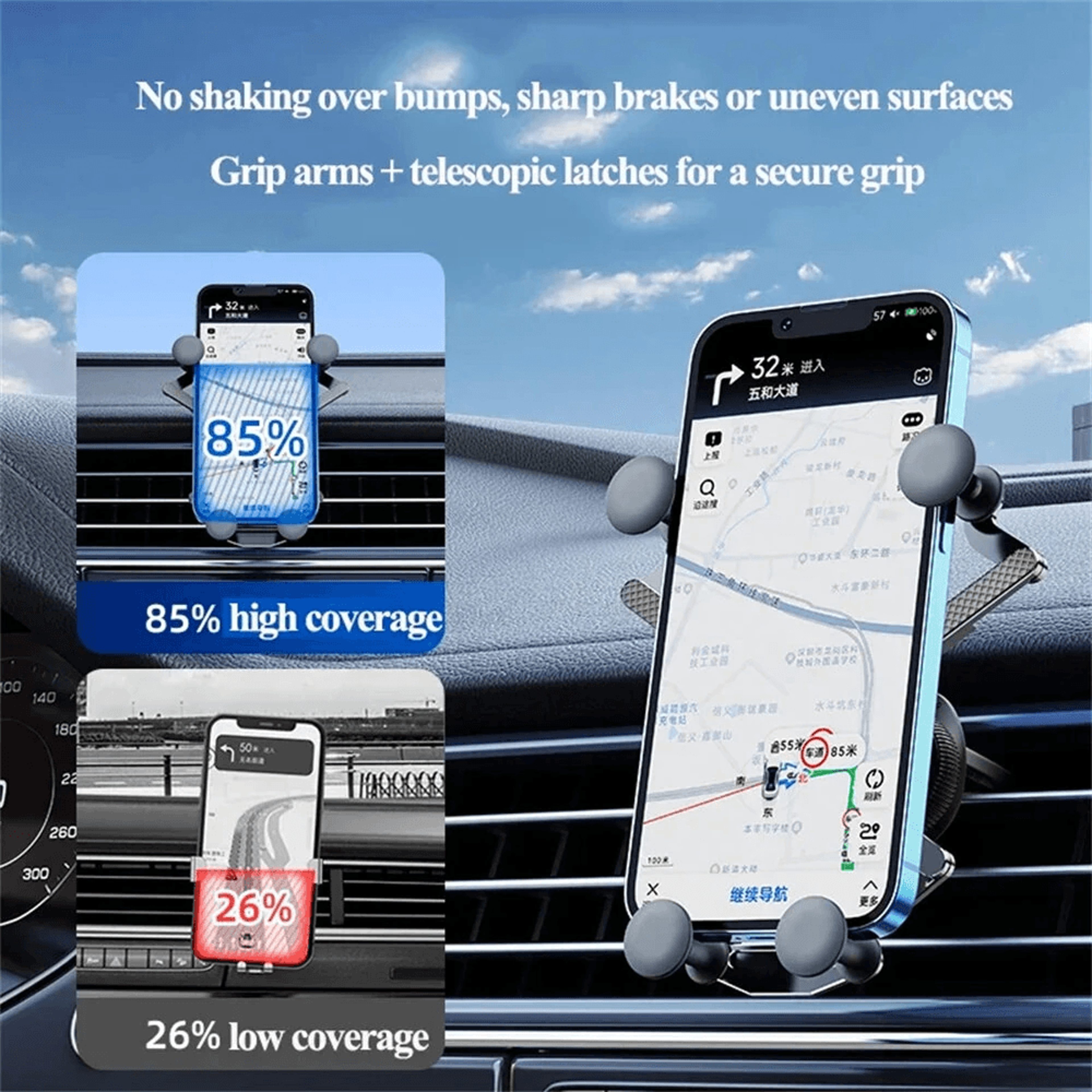 Universal Rotating Car Phone Holder Foldable Air Vent Mount 5