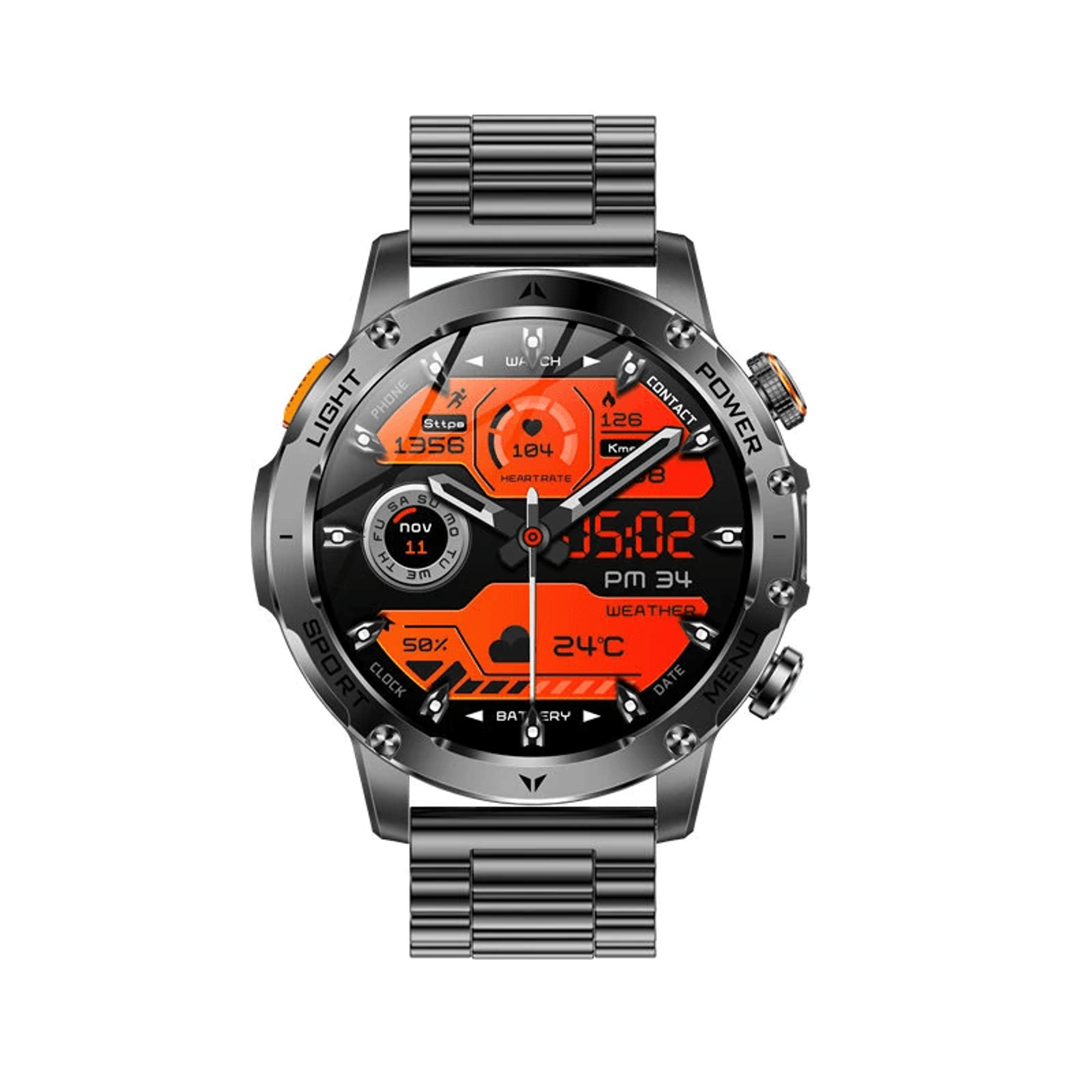 Rugged Smart Watch With Bluetooth Calling Built In Flashlight And Fitness Tracking 1