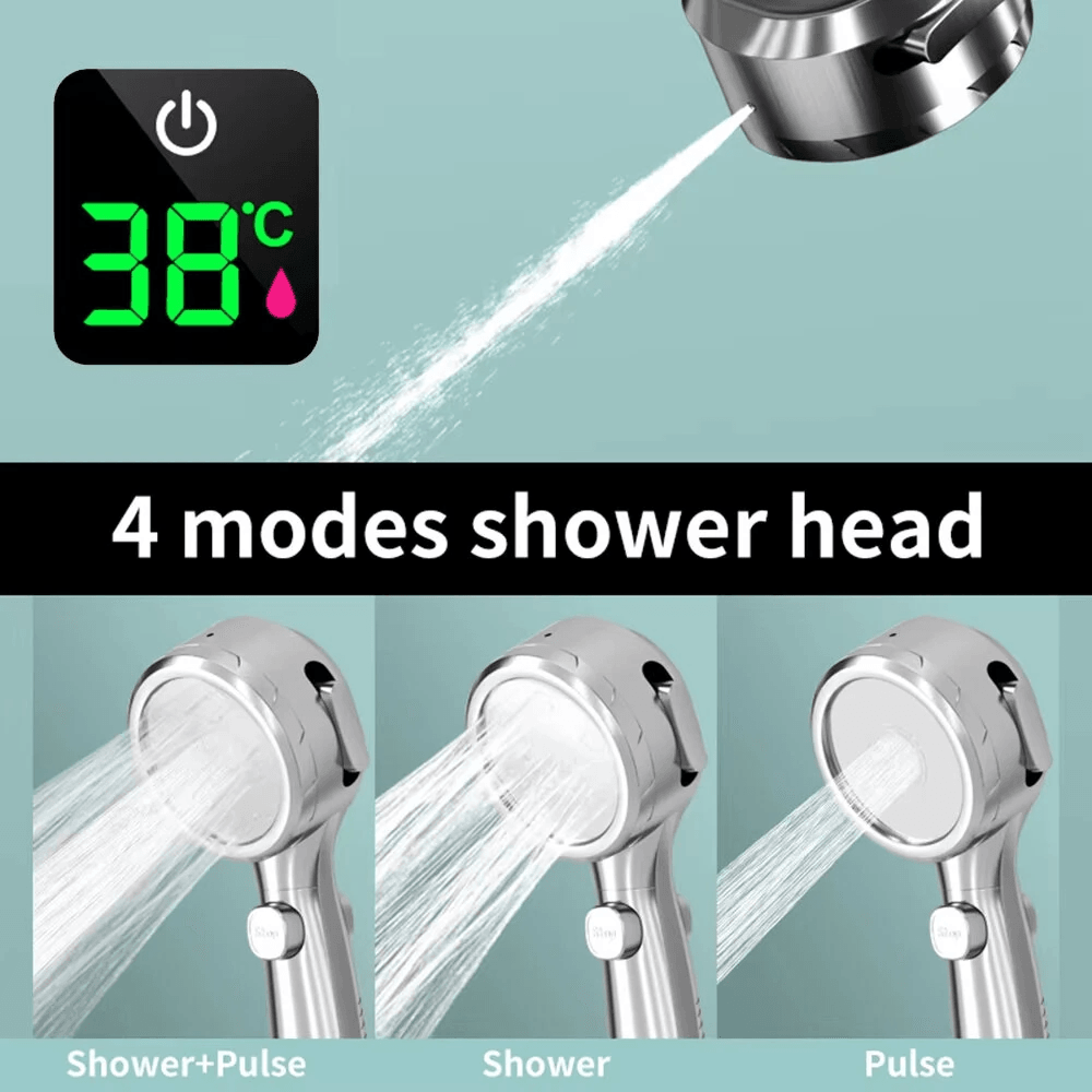 Smart High Pressure Handheld Shower Head With LED Temperature Display And Spray Modes 1