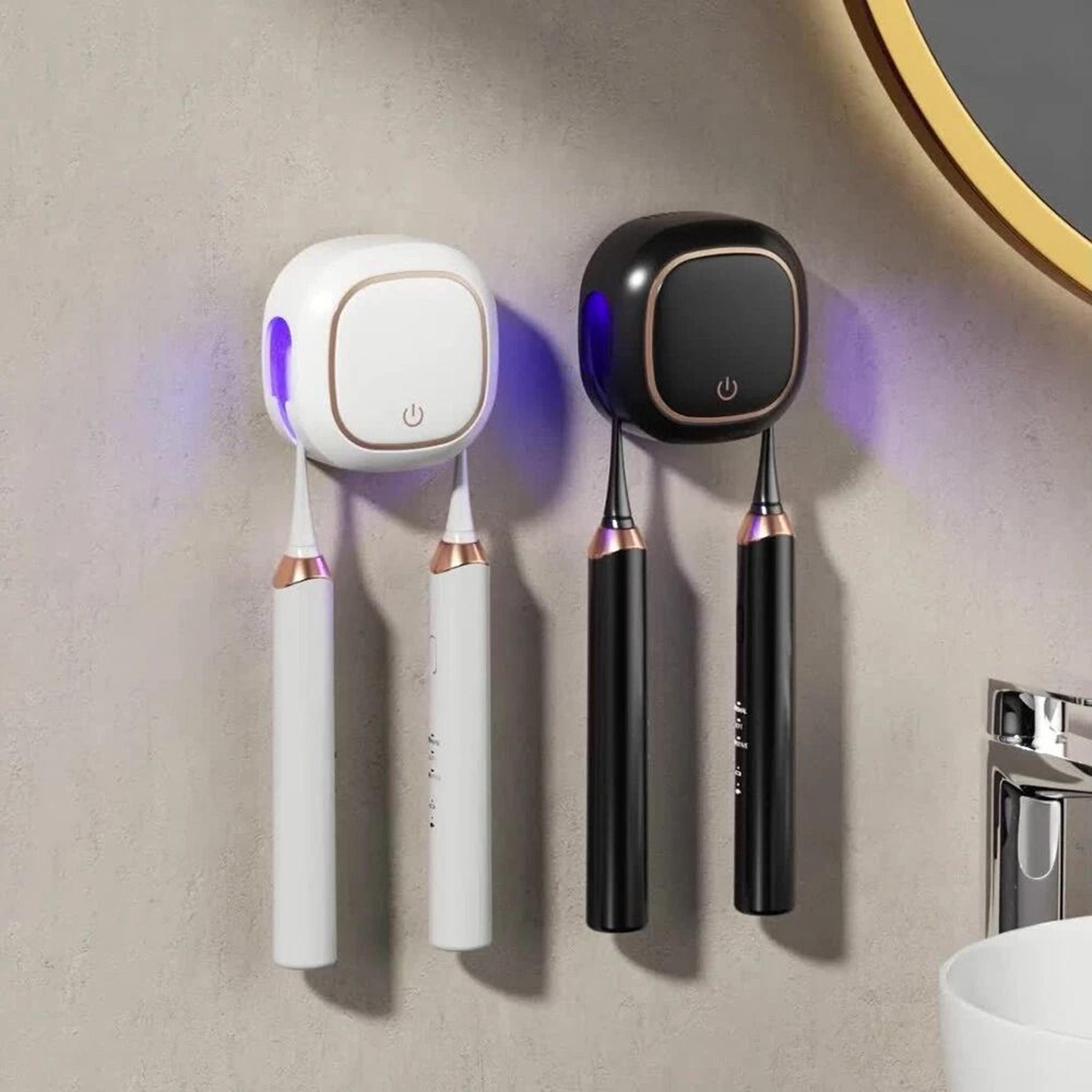 Smart UV Toothbrush Sterilizer With Heat Drying And Wall Mounted Double Brush Holder 0