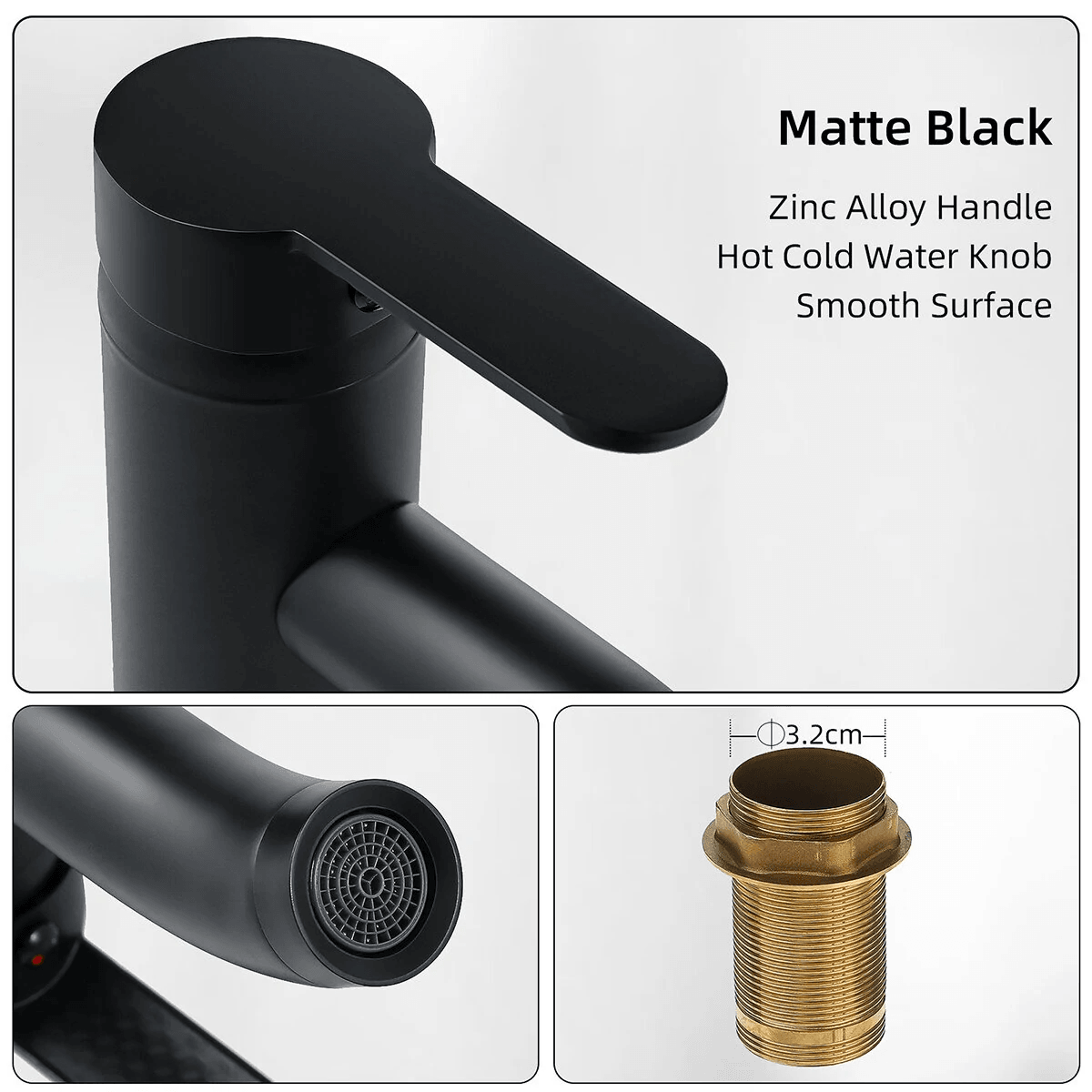 Modern Black Stainless Steel Bathroom Sink Mixer Faucet 5