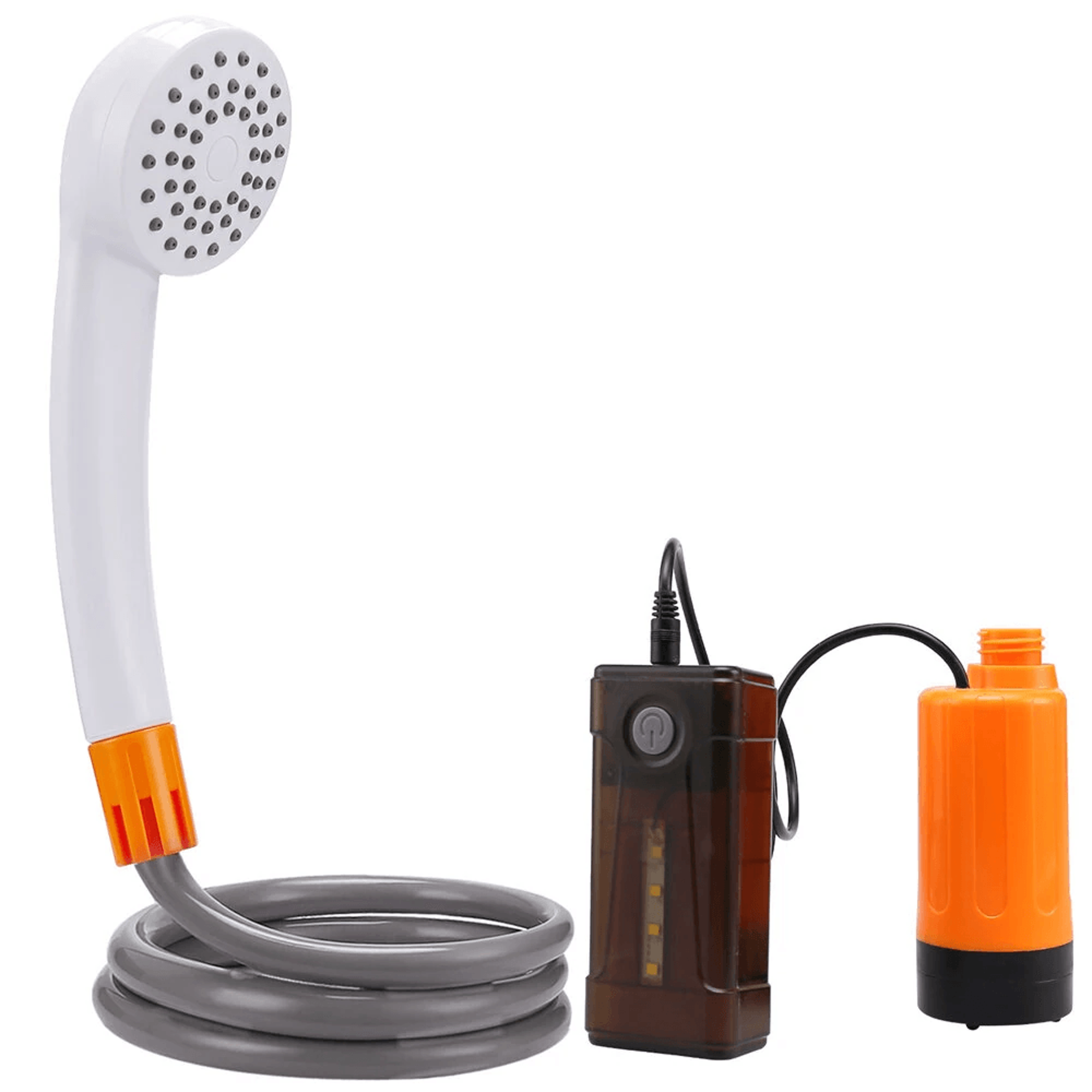 portable camping shower with rechargeable electric pump waterproof led light