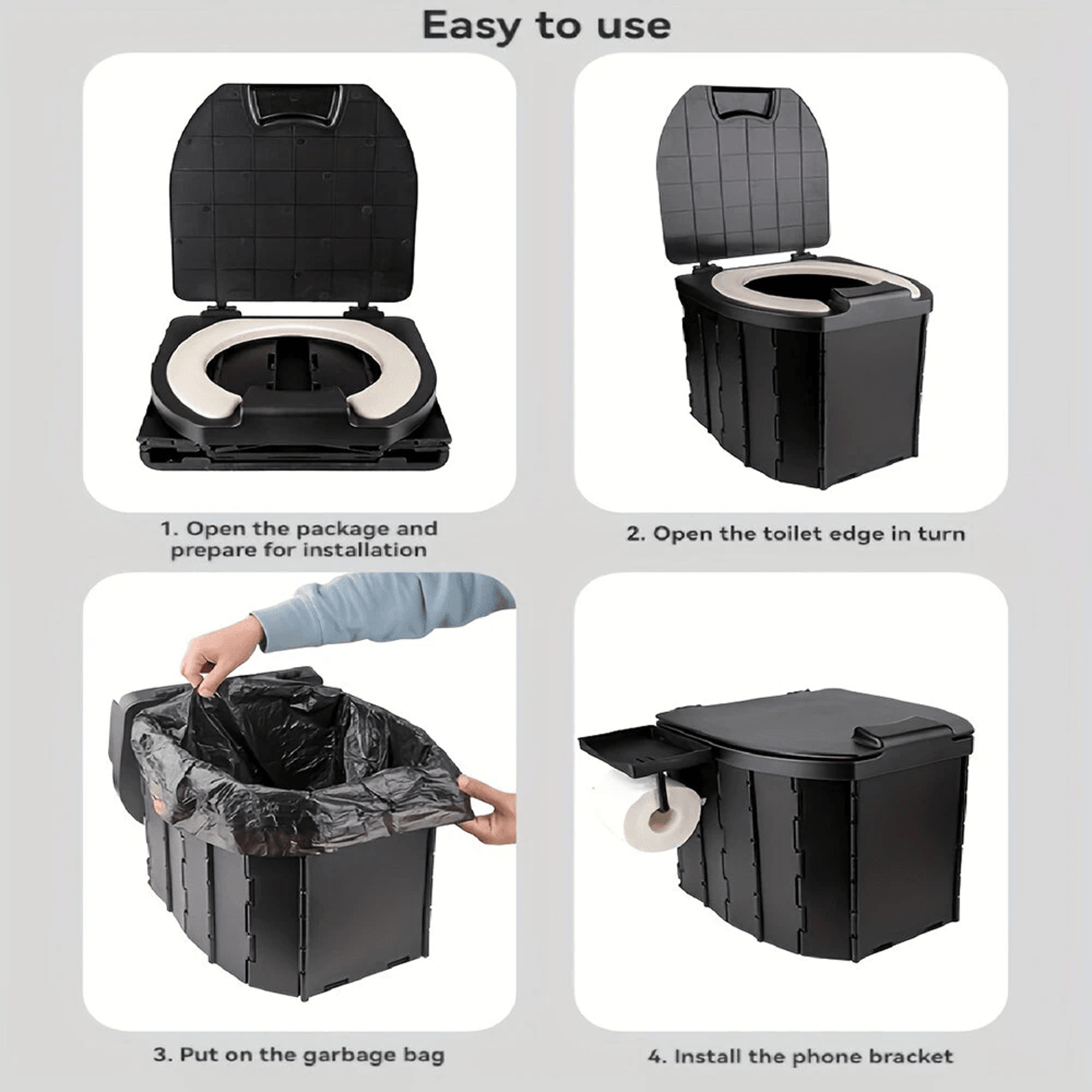 Comfort Fold Portable Camping Toilet With PU Seat And Cover 2
