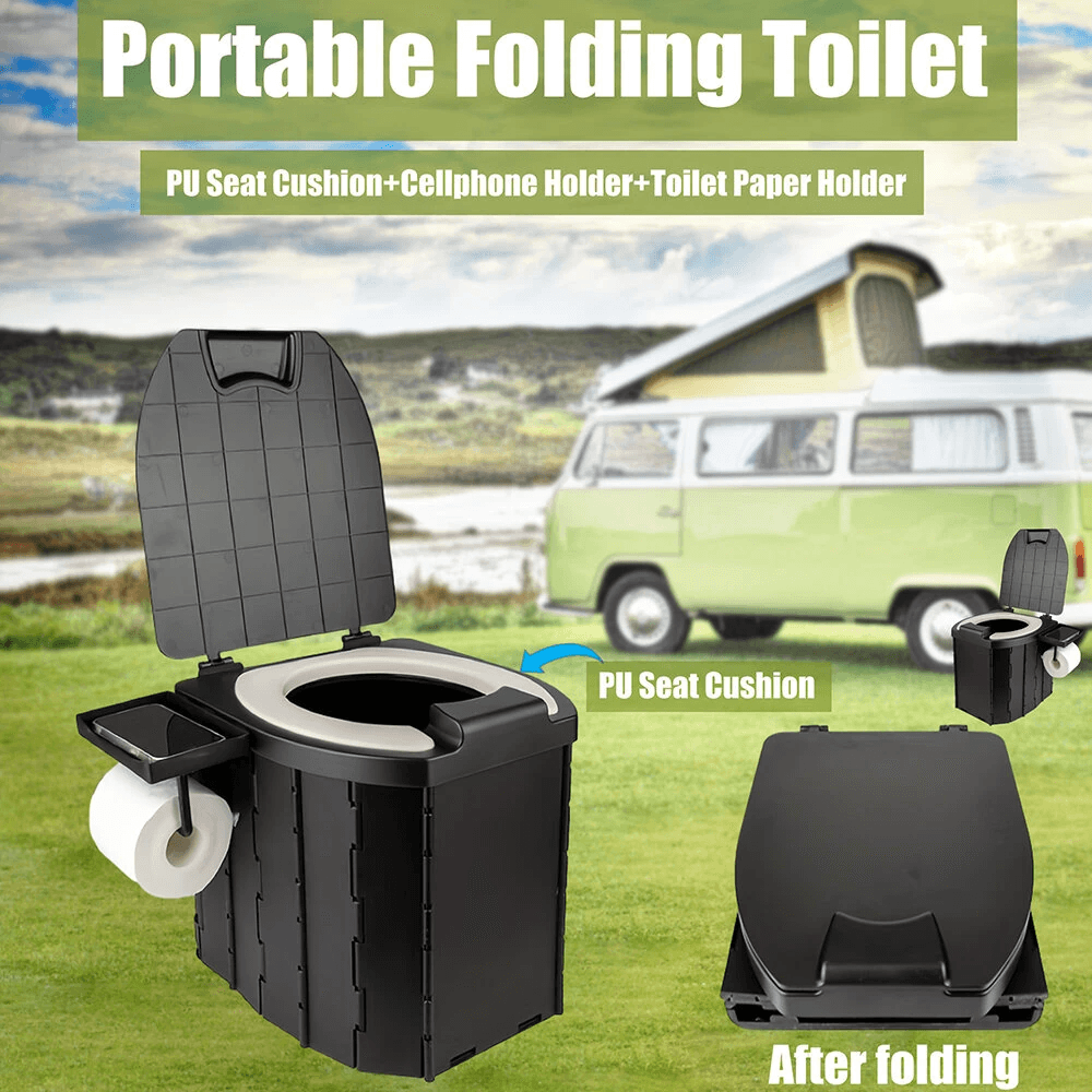 Comfort Fold Portable Camping Toilet With PU Seat And Cover 8