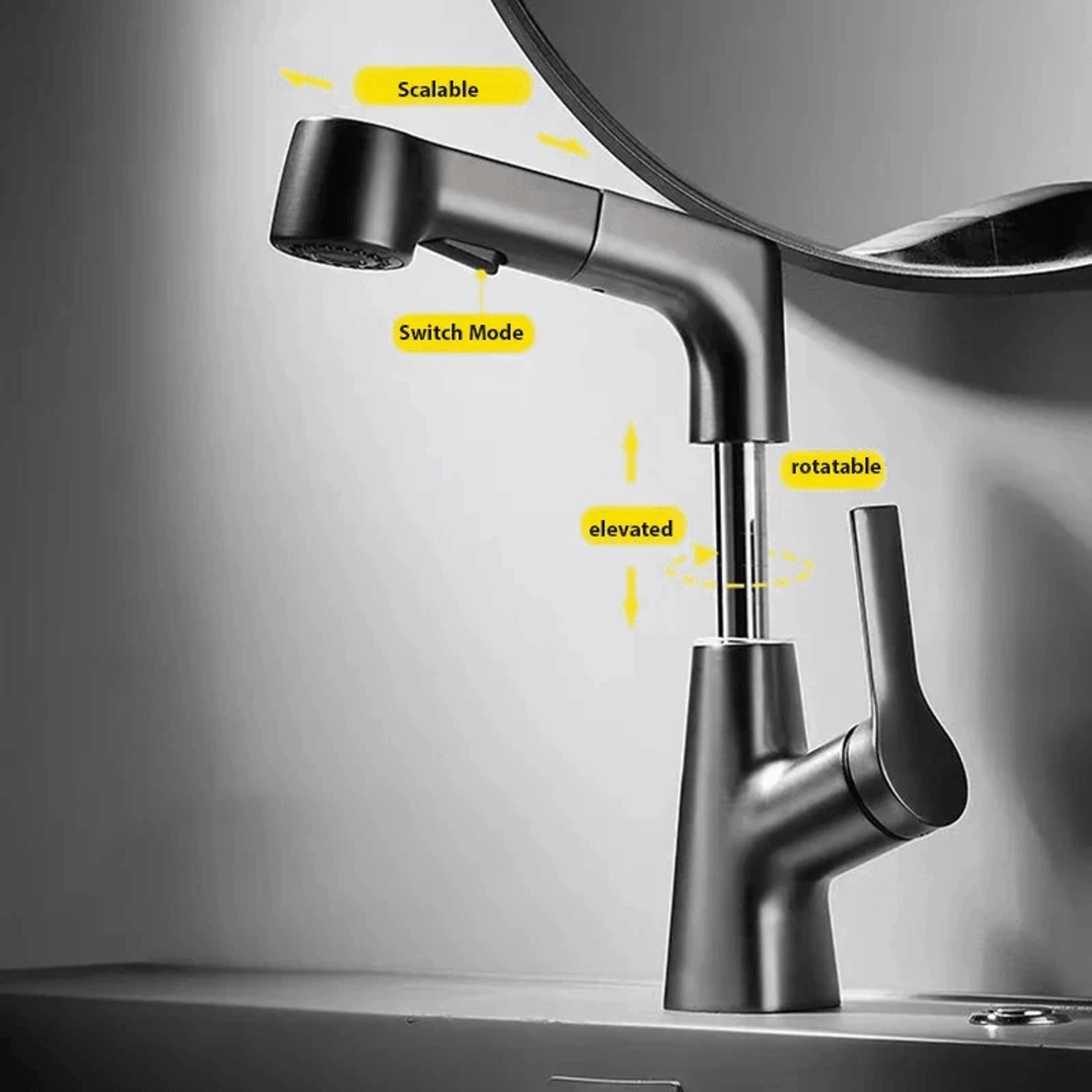 Adjustable Pull Out Kitchen Faucet With Dual Spray Modes And Hot Cold Control 1