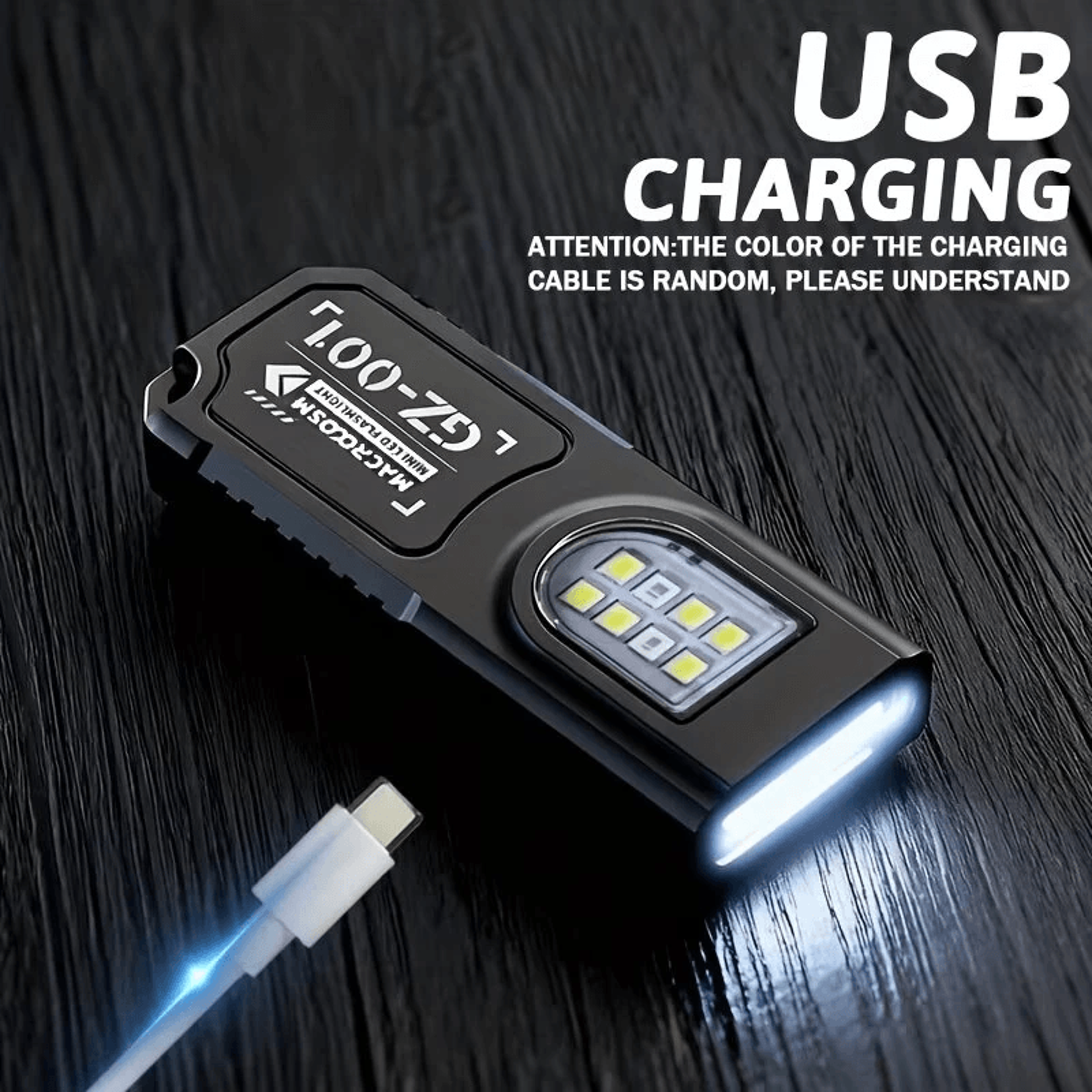 Rechargeable LED Keychain Flashlight With COB Work Light 5