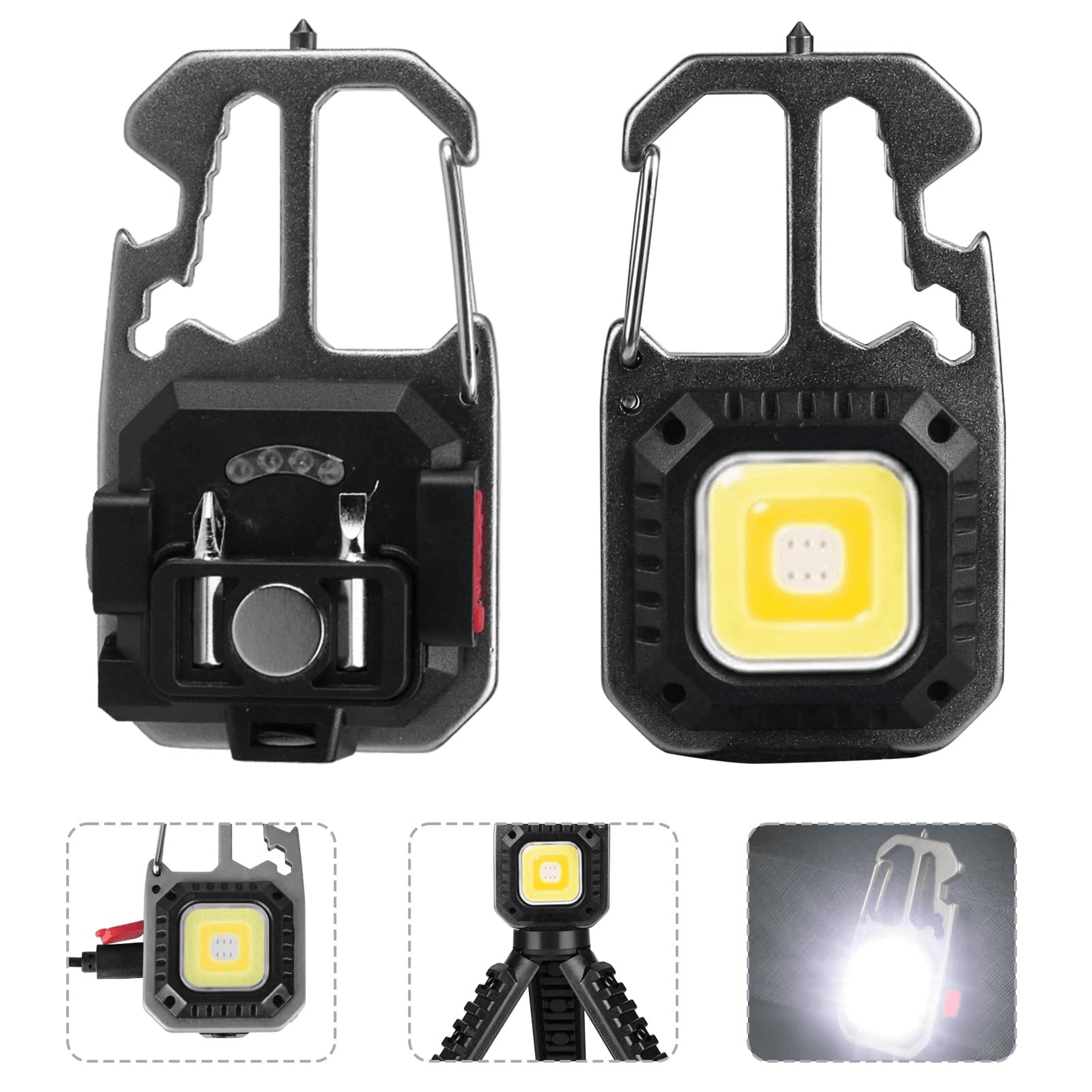 Rechargeable COB Keychain Flashlight With Magnetic Work Light 7