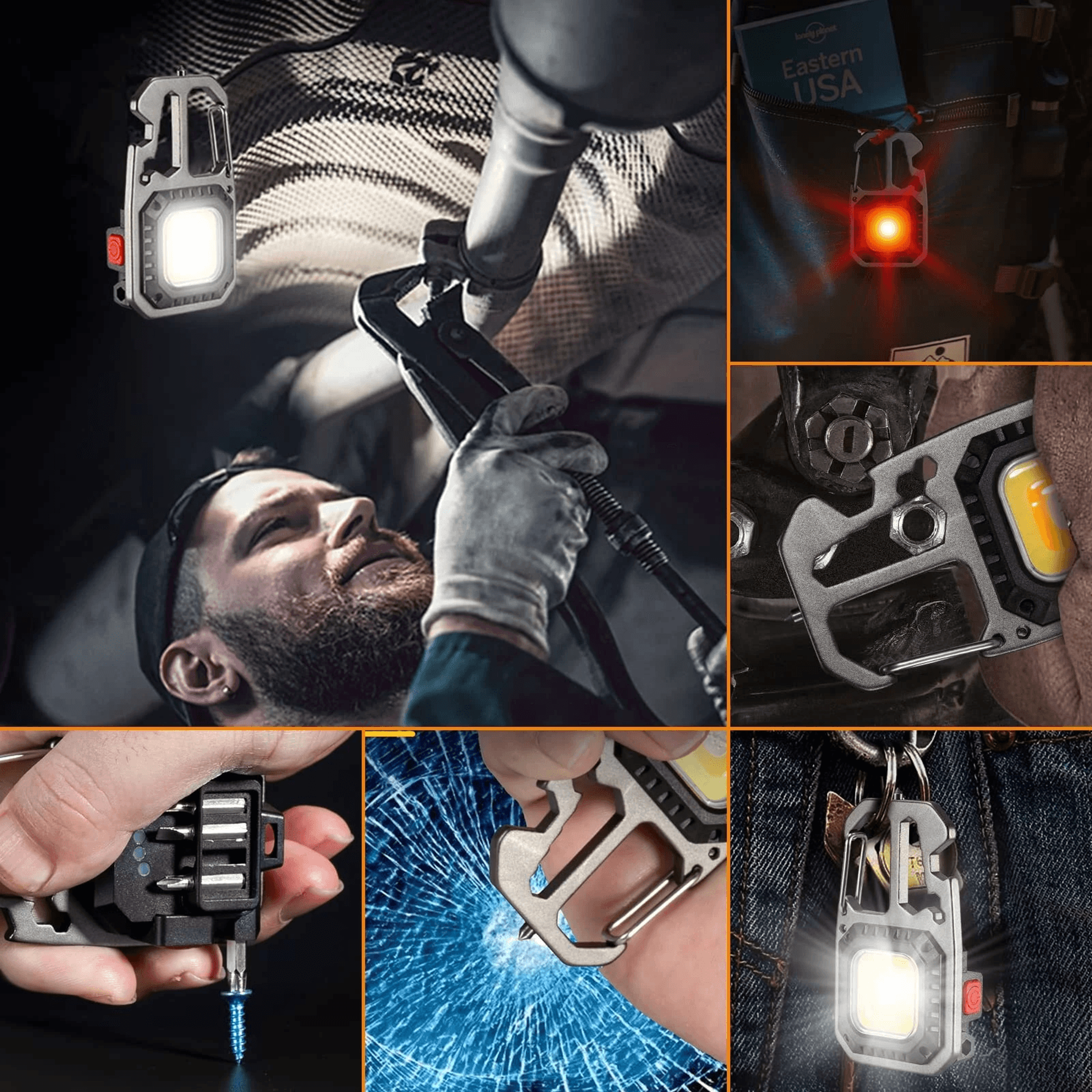 Rechargeable COB Keychain Flashlight With Magnetic Work Light 1