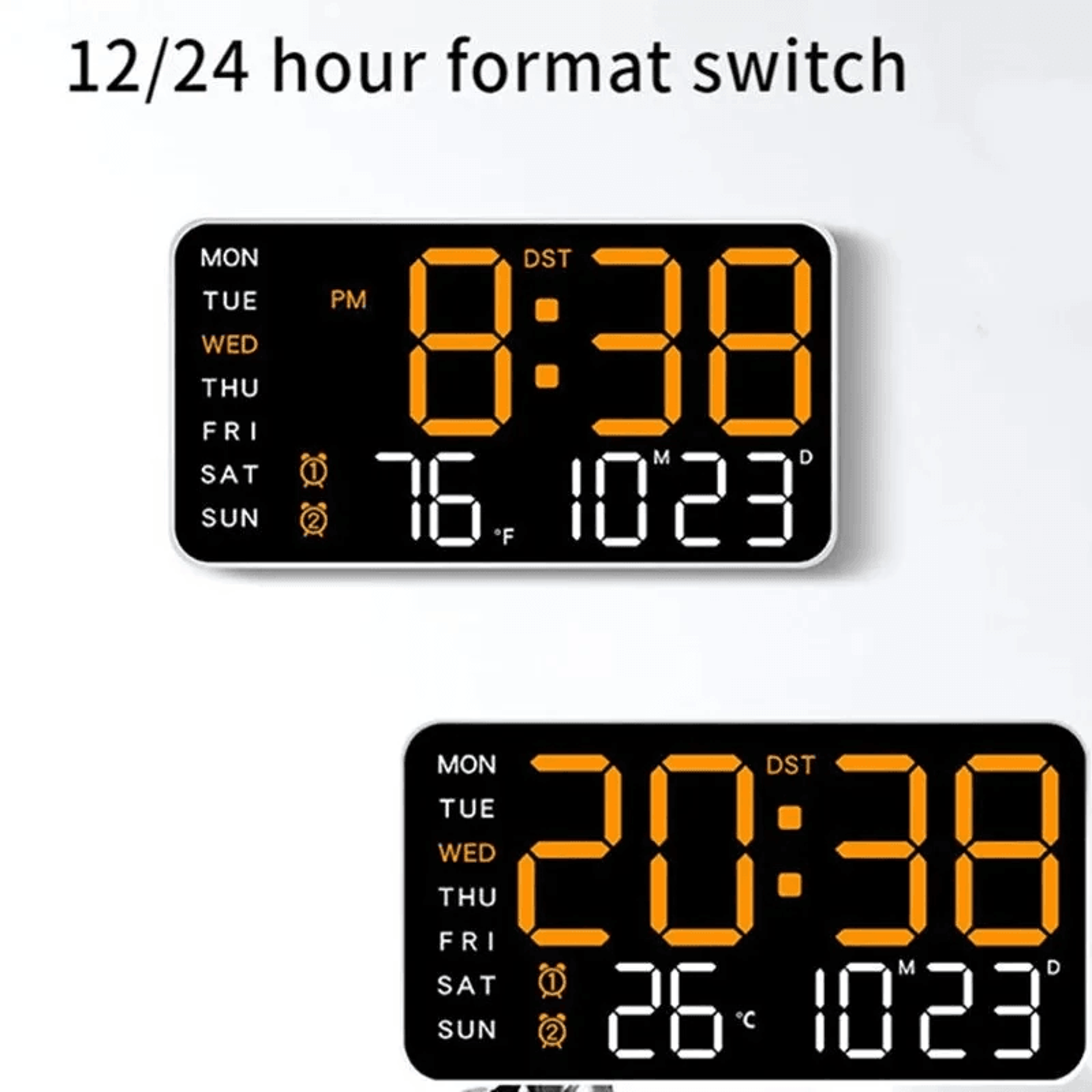 Modern LED Digital Wall Clock With Temperature Display And Adjustable Brightness 1