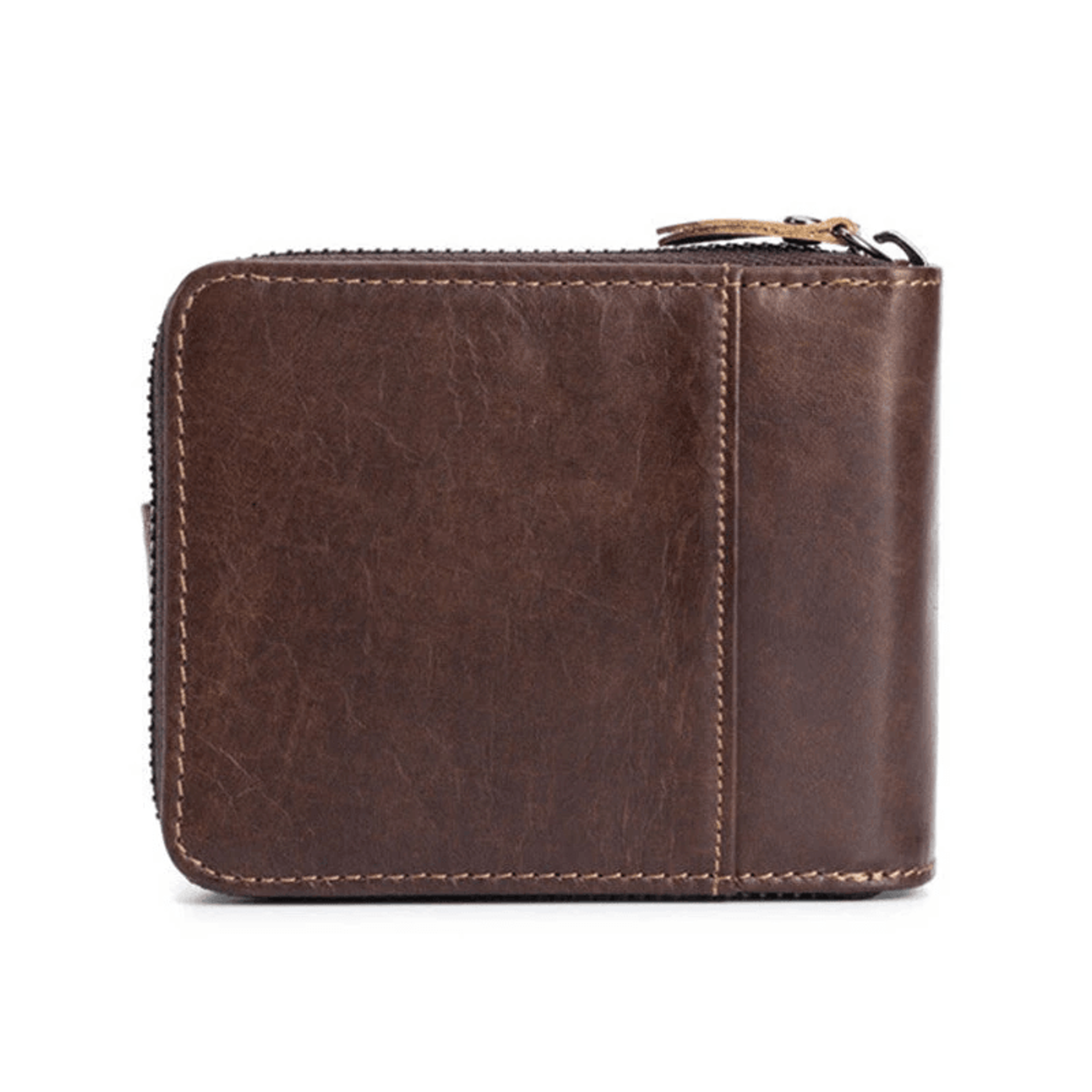 Mens Genuine Leather RFID Blocking Zipper Wallet With Coin Pocket 1